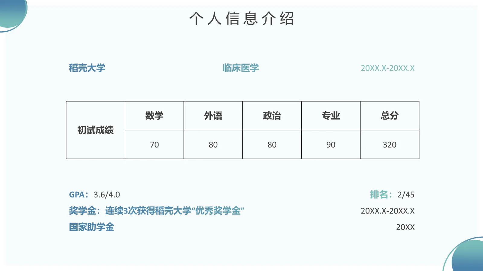 研究生面试PPT模板 第 5 页预览图