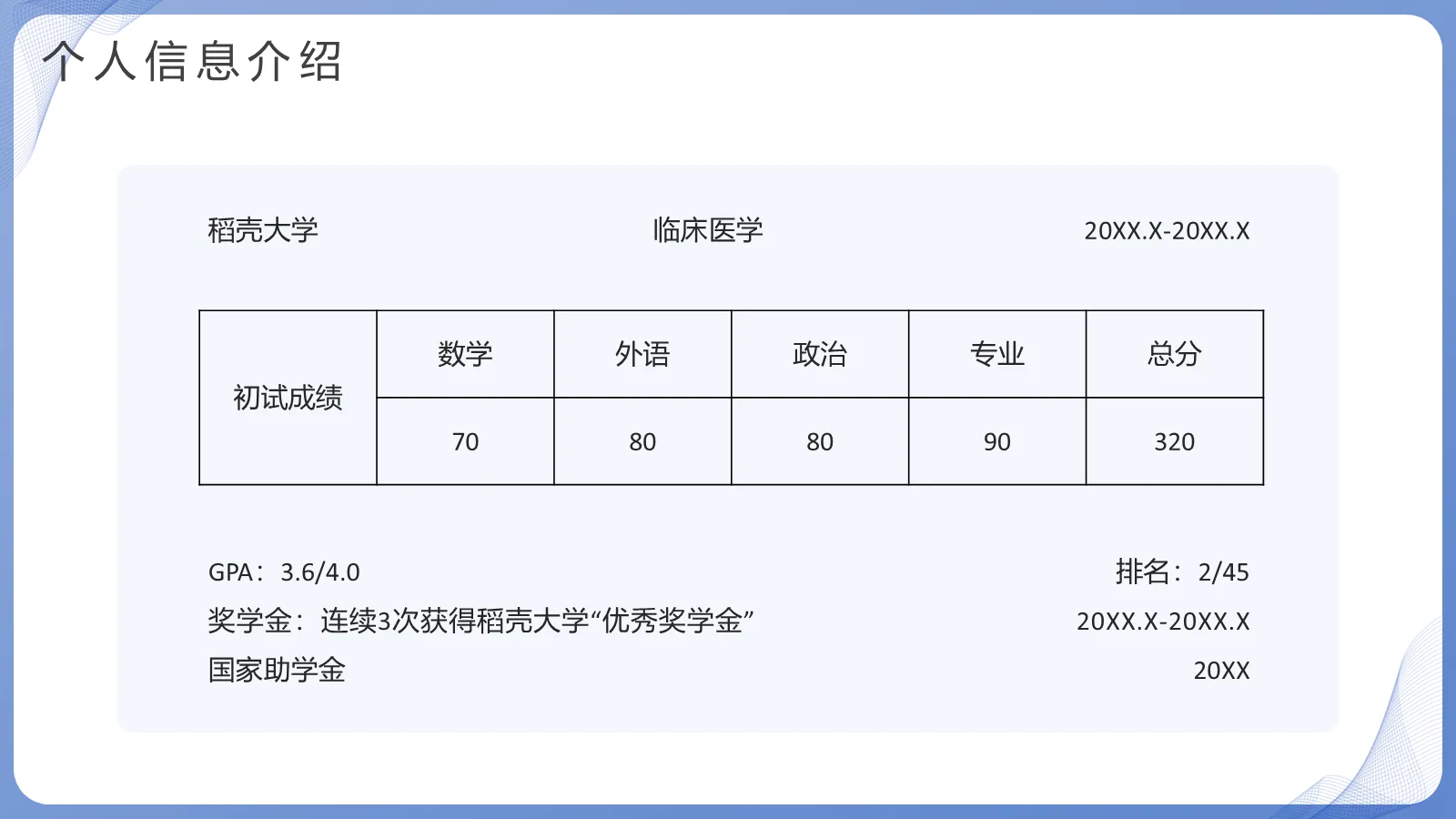 研究生面试PPT模板 第 5 页预览图