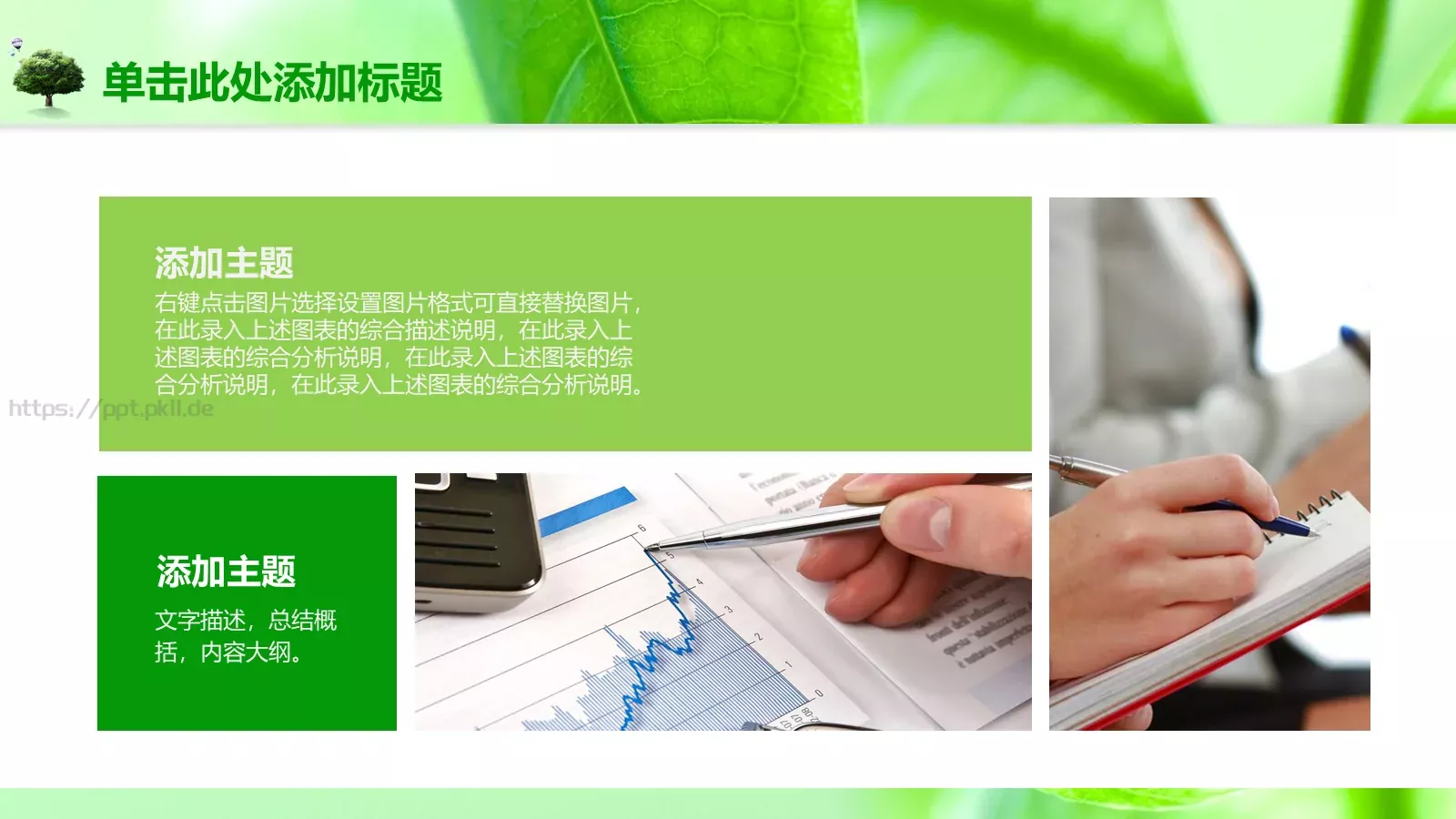 绿色树叶课件模板 第 15 页预览图