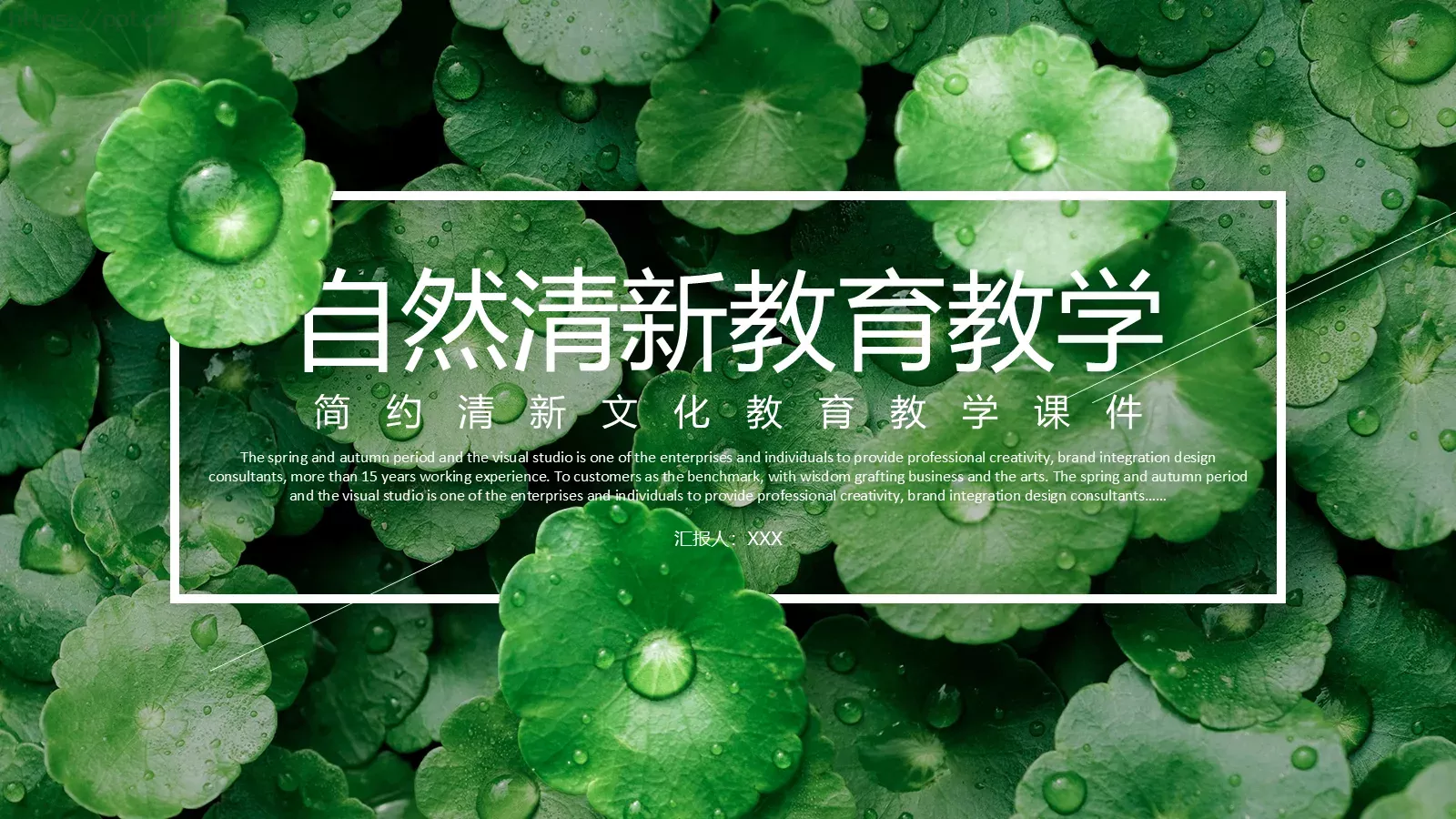 简约清新文化教育教学课件 封面图