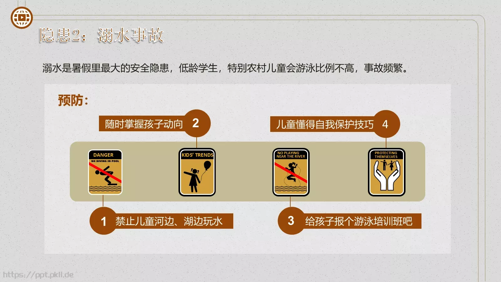 儿童暑期安全教育培训PPT模板 第 8 页预览图