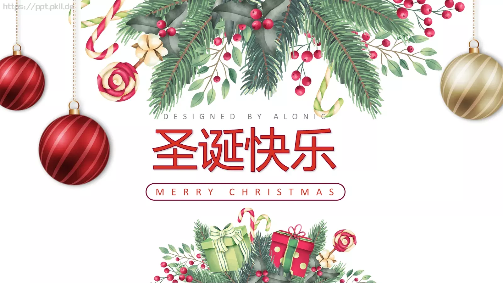 圣诞快乐PPT模板 封面图