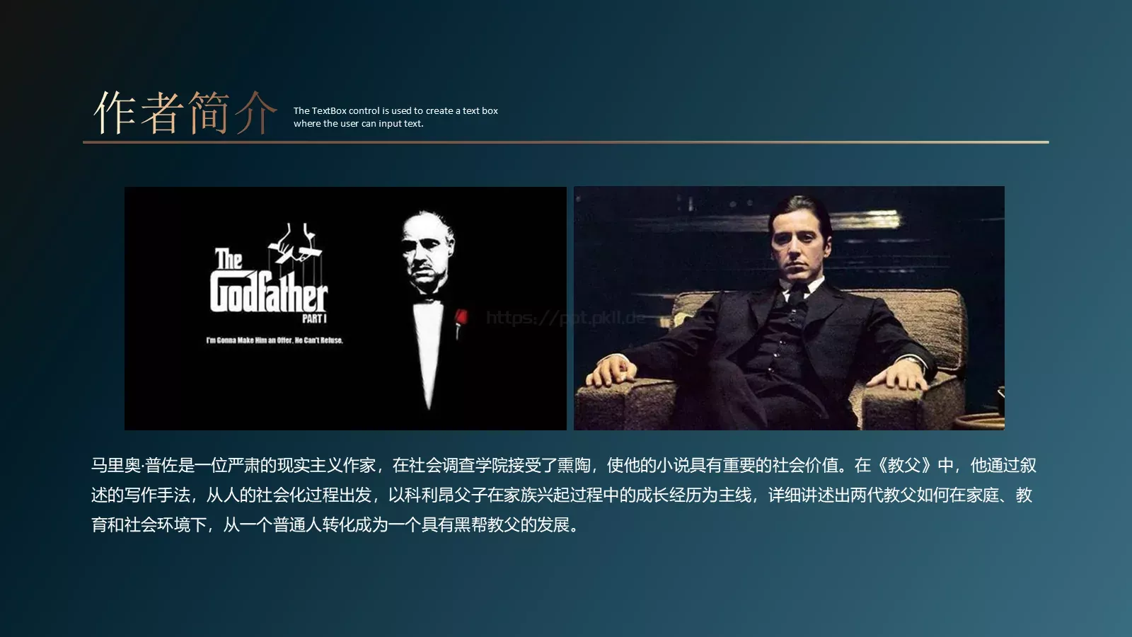 《教父》读书笔记PPT模板 第 6 页预览图