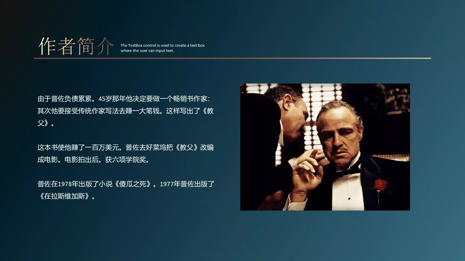 《教父》读书笔记PPT模板 第 5 页预览图