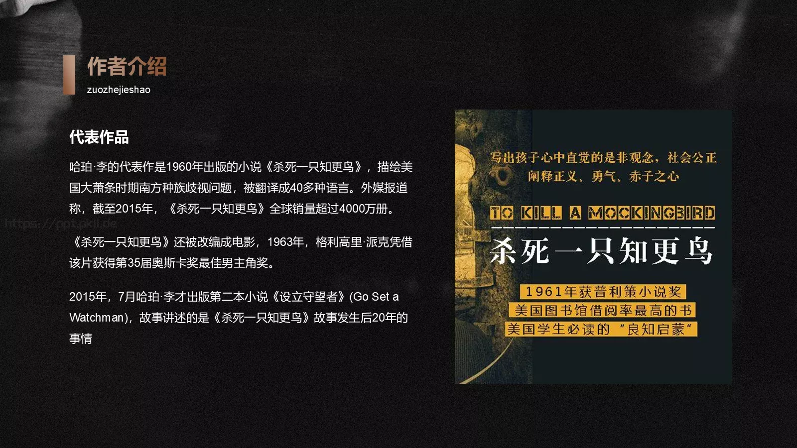 《杀死一只知更鸟》读书笔记阅读分享PPT模板 第 6 页预览图