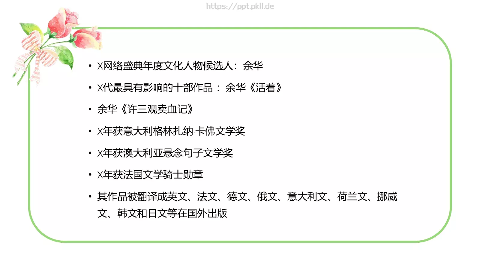《活着》读书分享PPT模板 第 3 页缩略图