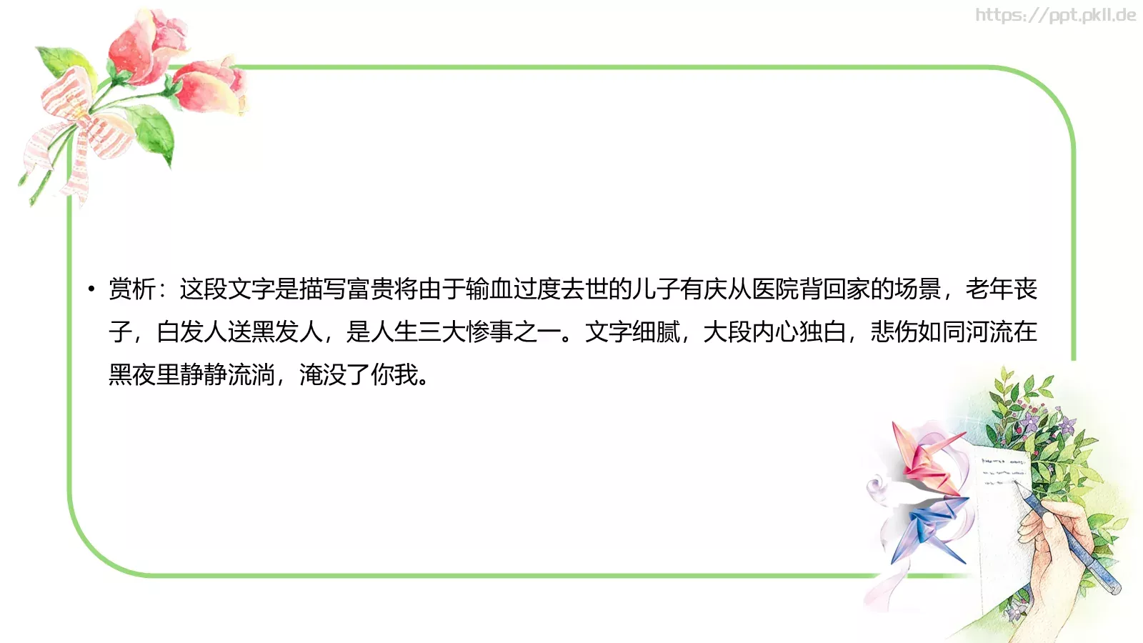 《活着》读书分享PPT模板 第 15 页预览图
