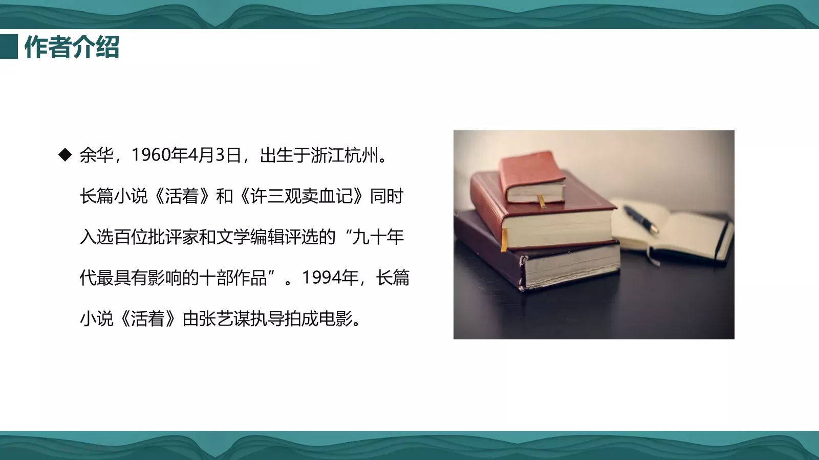 《活着》读书分享PPT模板 第 3 页缩略图