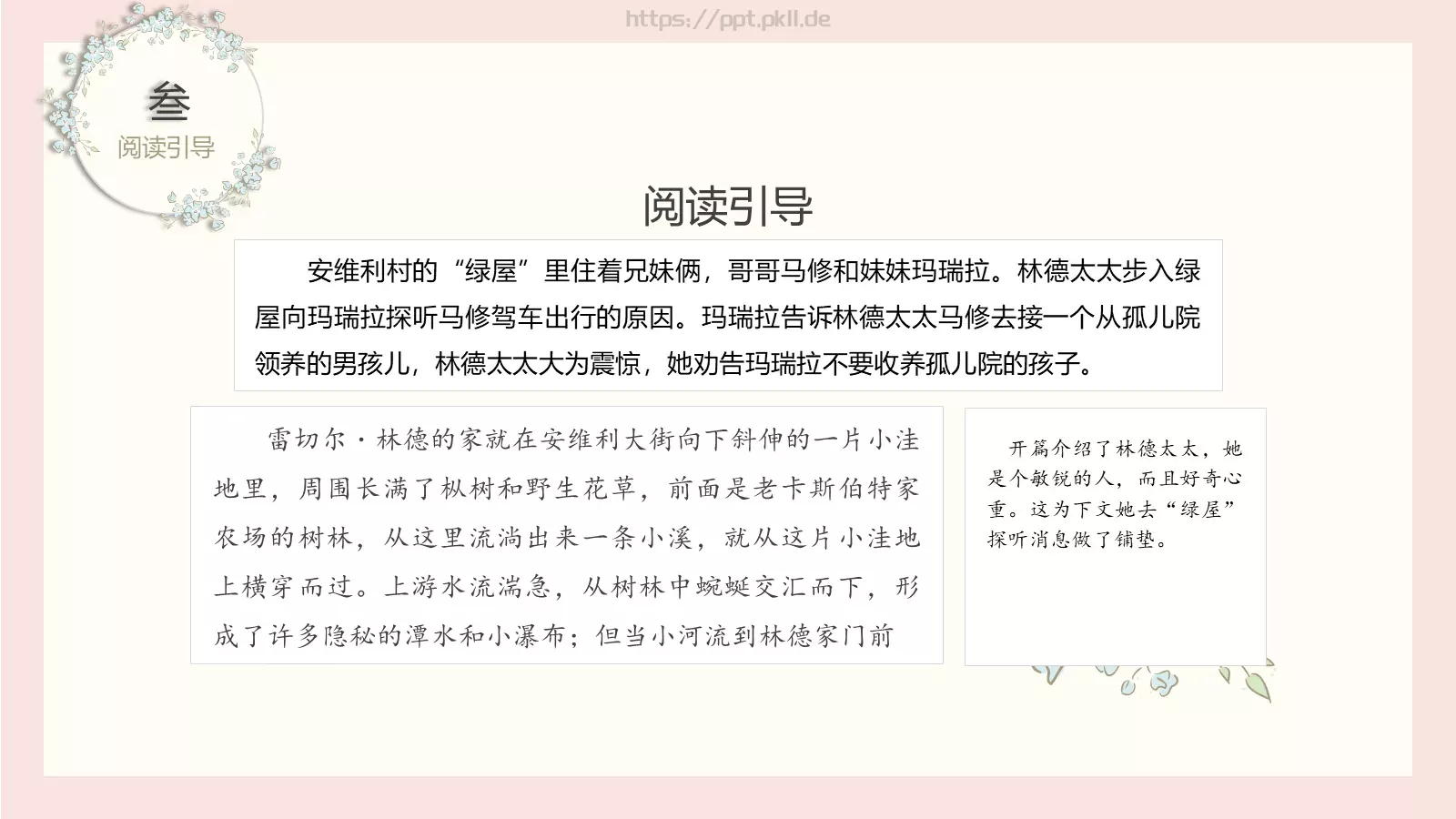 《绿屋的安妮》读书笔记PPT模板 第 10 页预览图