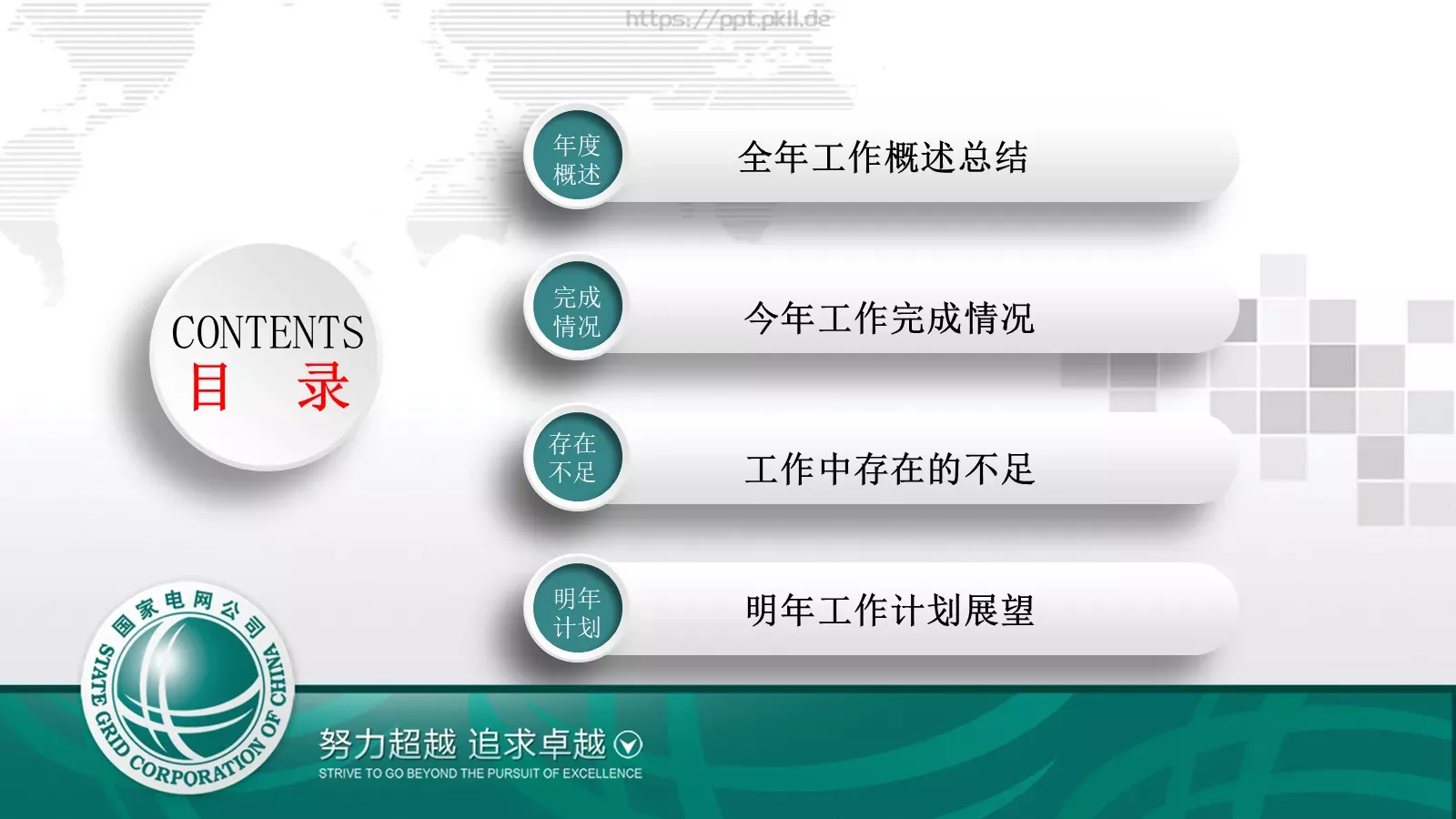 工作汇报年终总结PPT模板 第 3 页缩略图