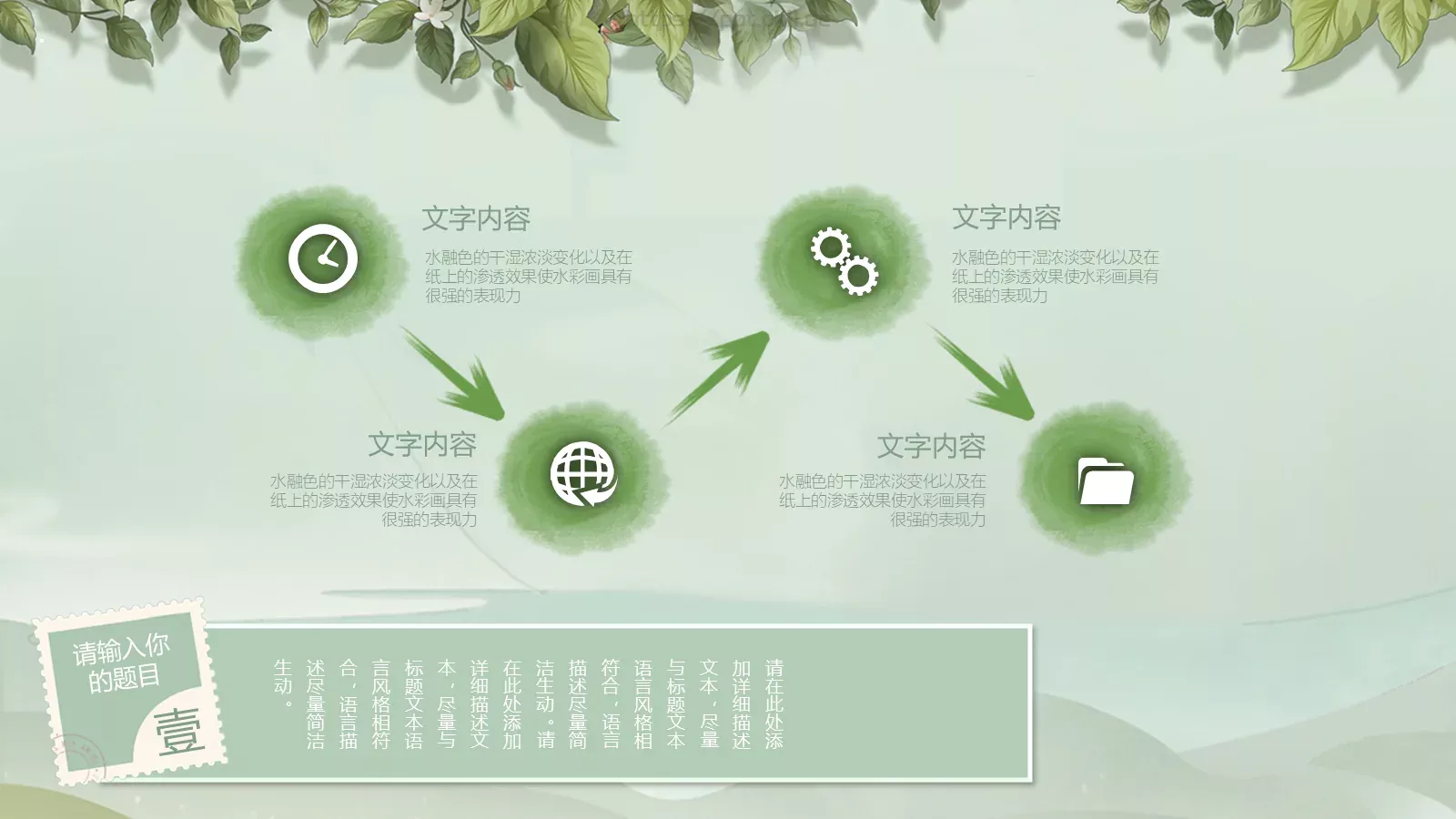 文艺山水商务汇报PPT模板 第 8 页预览图