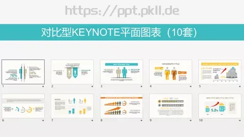 对比型扁平图表PPT模板 缩略图