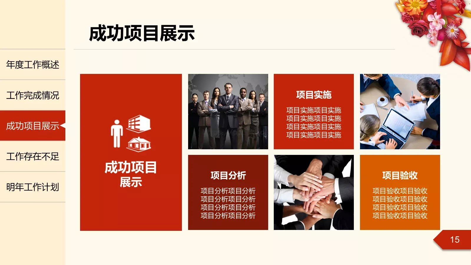 年度工作总结汇报PPT模板 第 15 页预览图