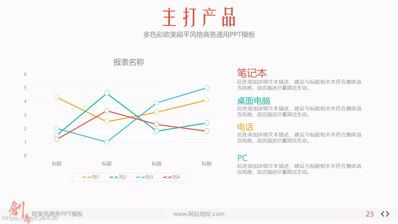 多色彩欧美扁平商务汇报PPT模板 第 23 页预览图