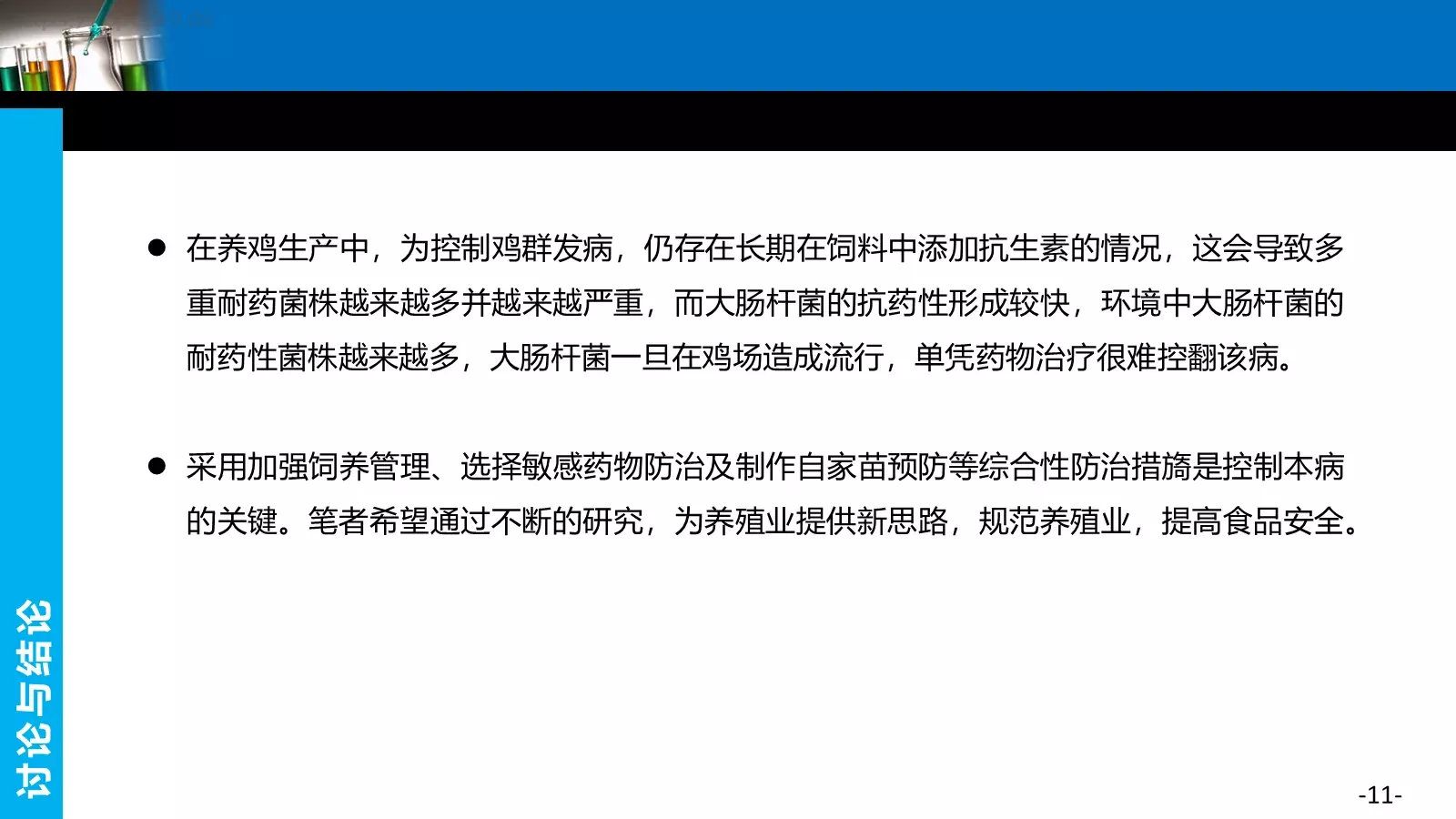 自制禽源耐药大肠杆菌三价灭活疫苗研究毕业答辩PPT模板 第 11 页预览图