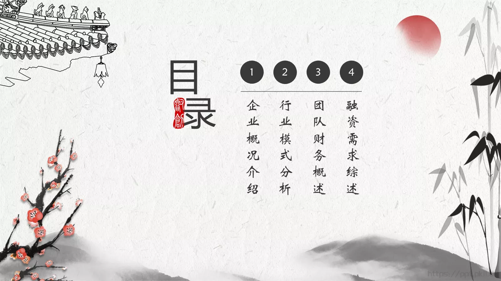 唯美中国风古风PPT模板 第 2 页缩略图