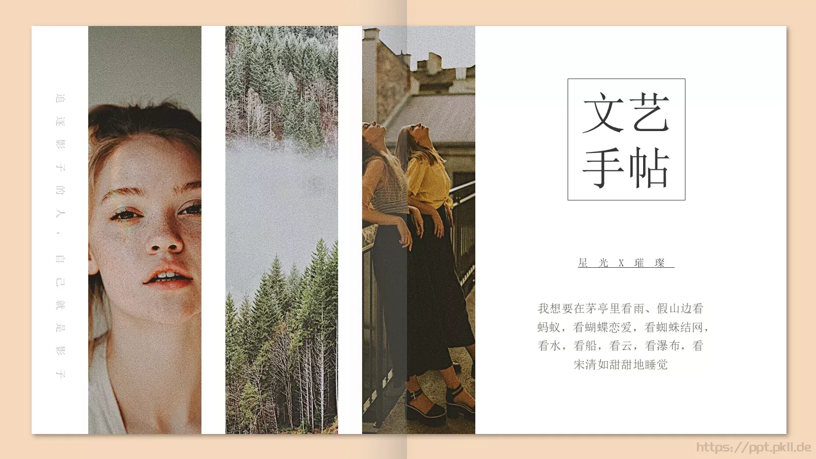 追逐影子的人文艺手帖画册PPT模板 第 18 页预览图