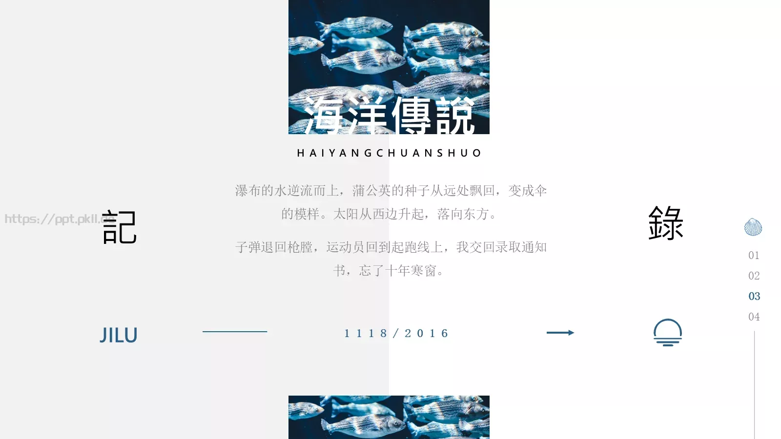 海洋传说图文混排文艺PPT模板 第 17 页预览图
