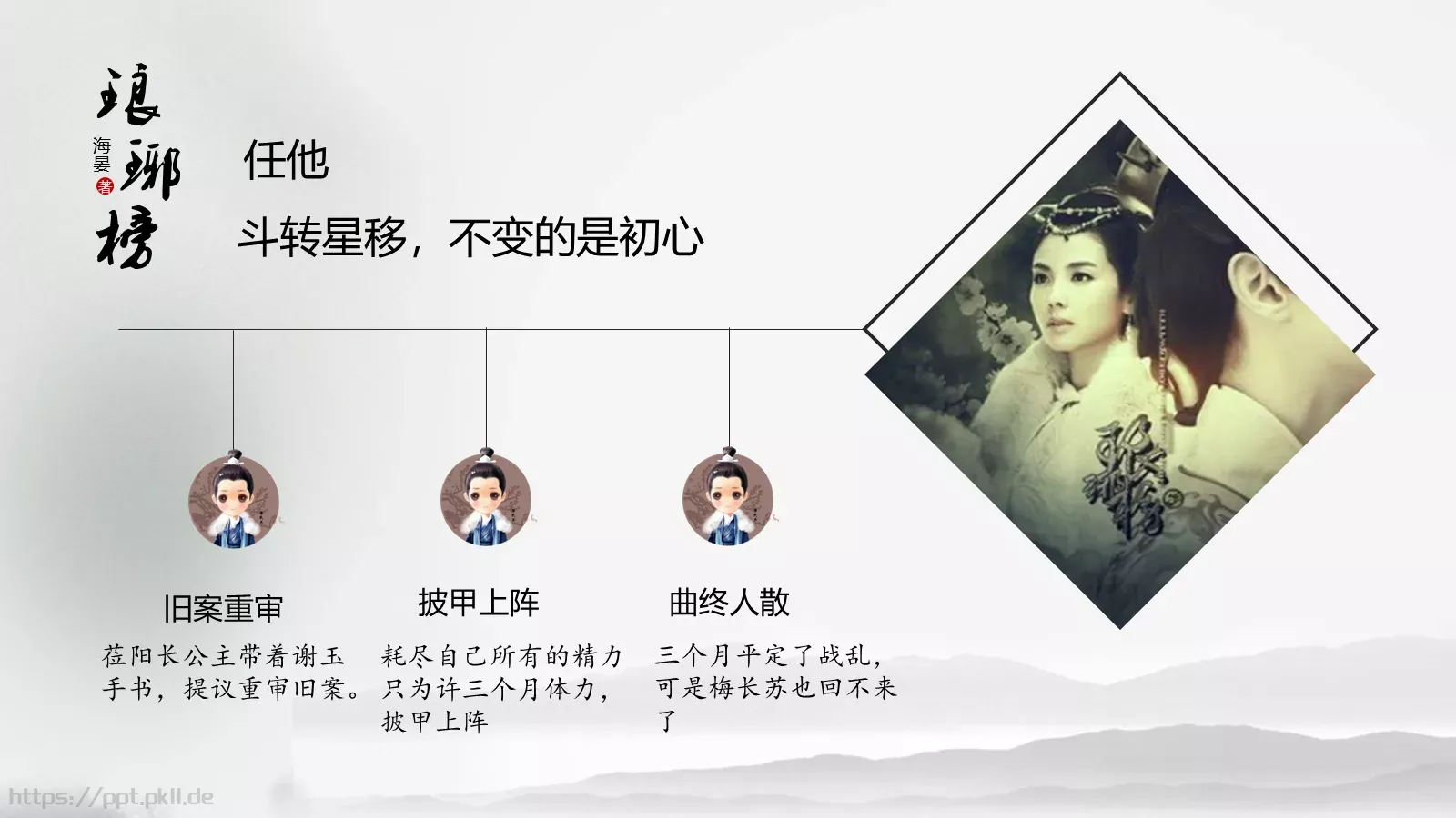 遥映人间冰雪中国风通用PPT模板 第 13 页预览图