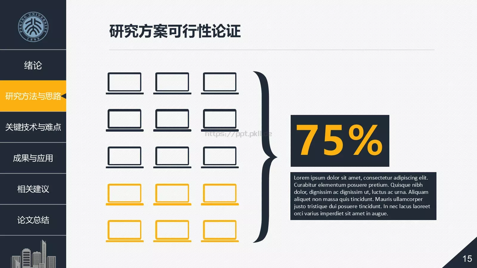 毕业论文答辩PPT模板 第 15 页预览图
