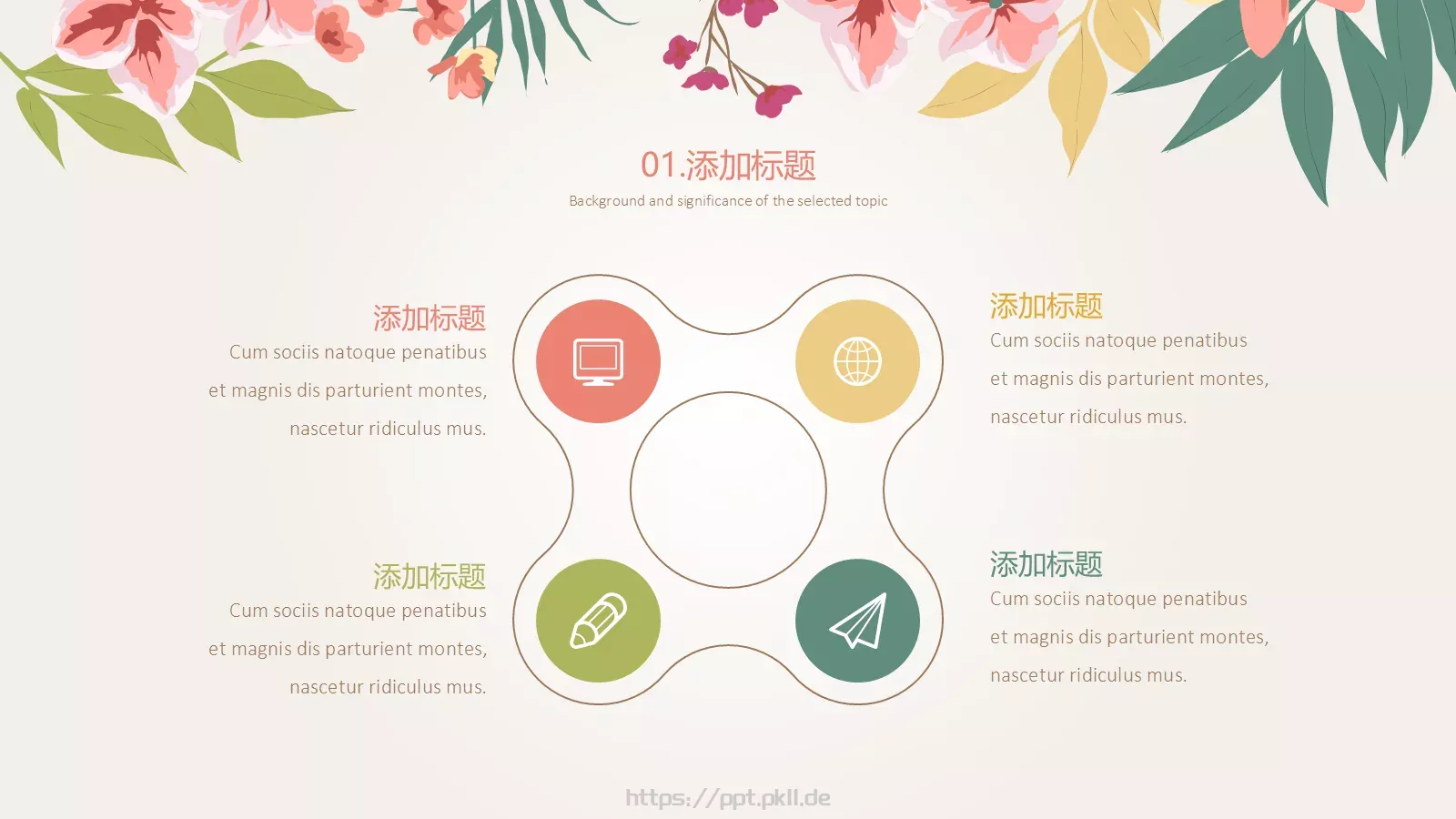 清新花卉工作汇报PPT模板 第 6 页预览图