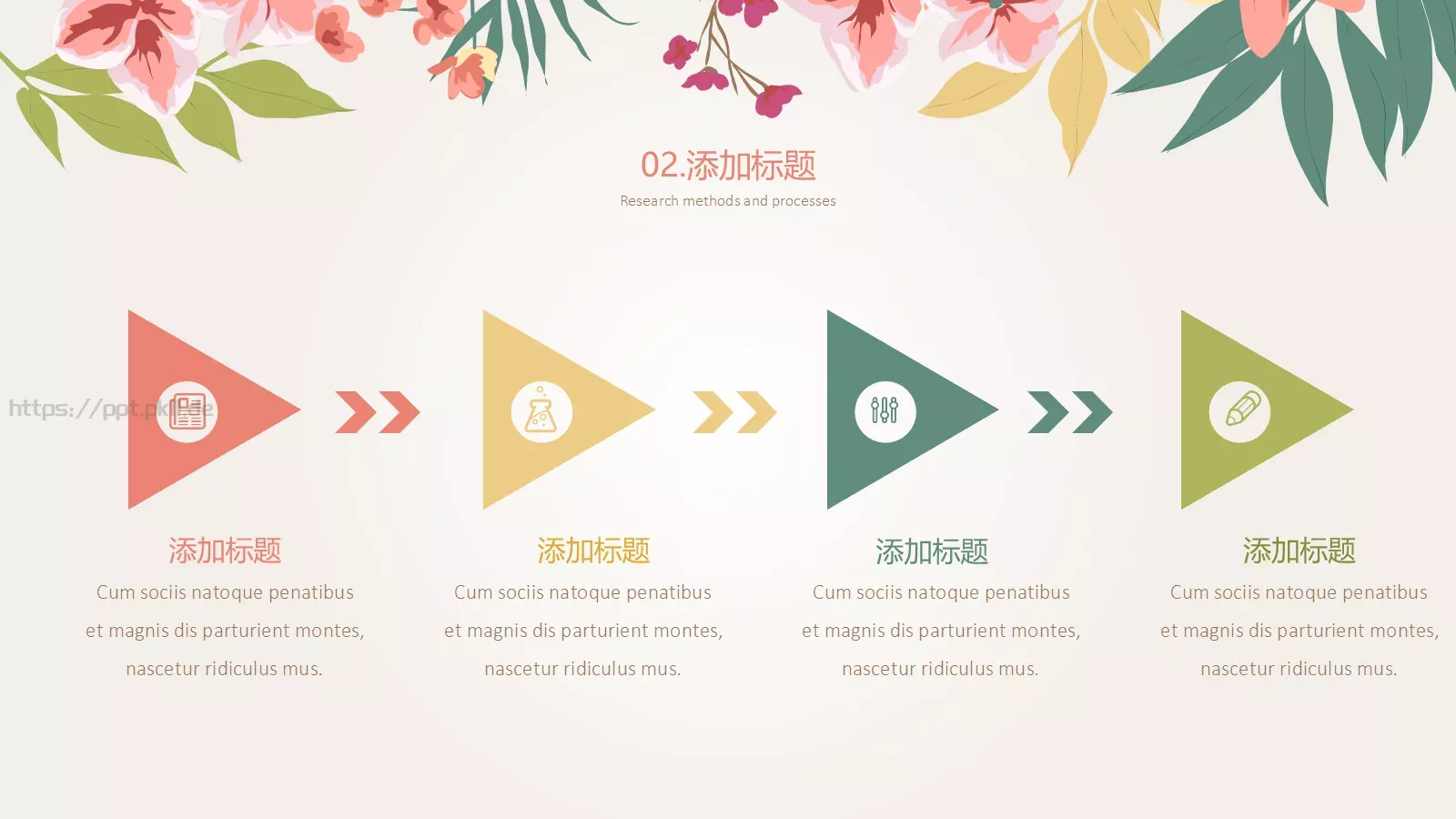 清新花卉工作汇报PPT模板 第 11 页预览图