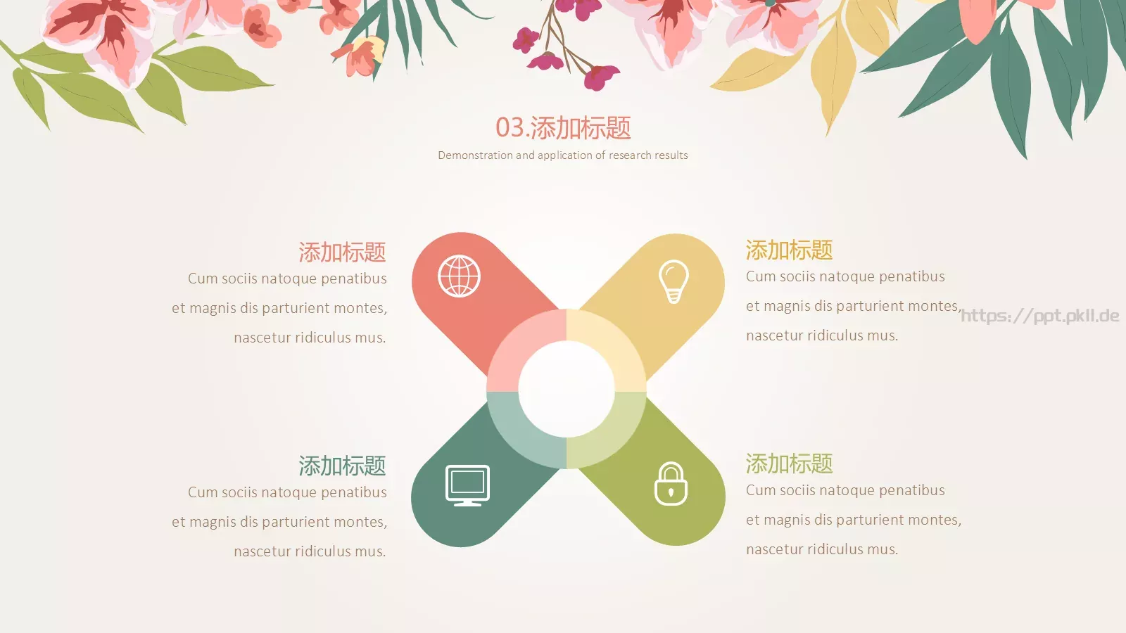 清新花卉工作汇报PPT模板 第 14 页预览图
