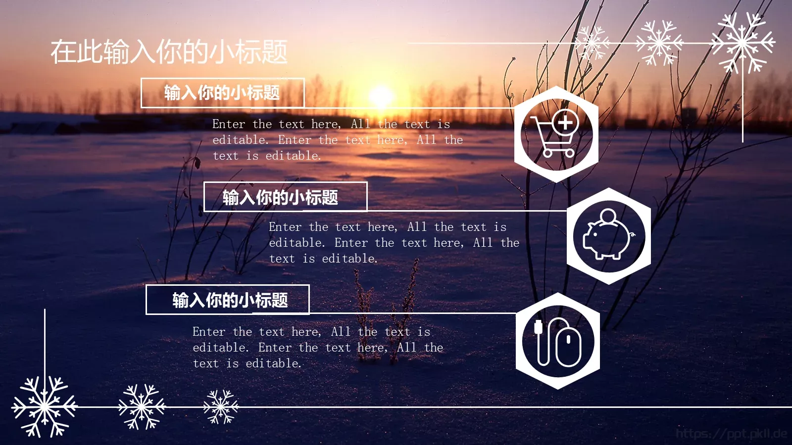 雪花风格商务汇报PPT模板 第 13 页预览图