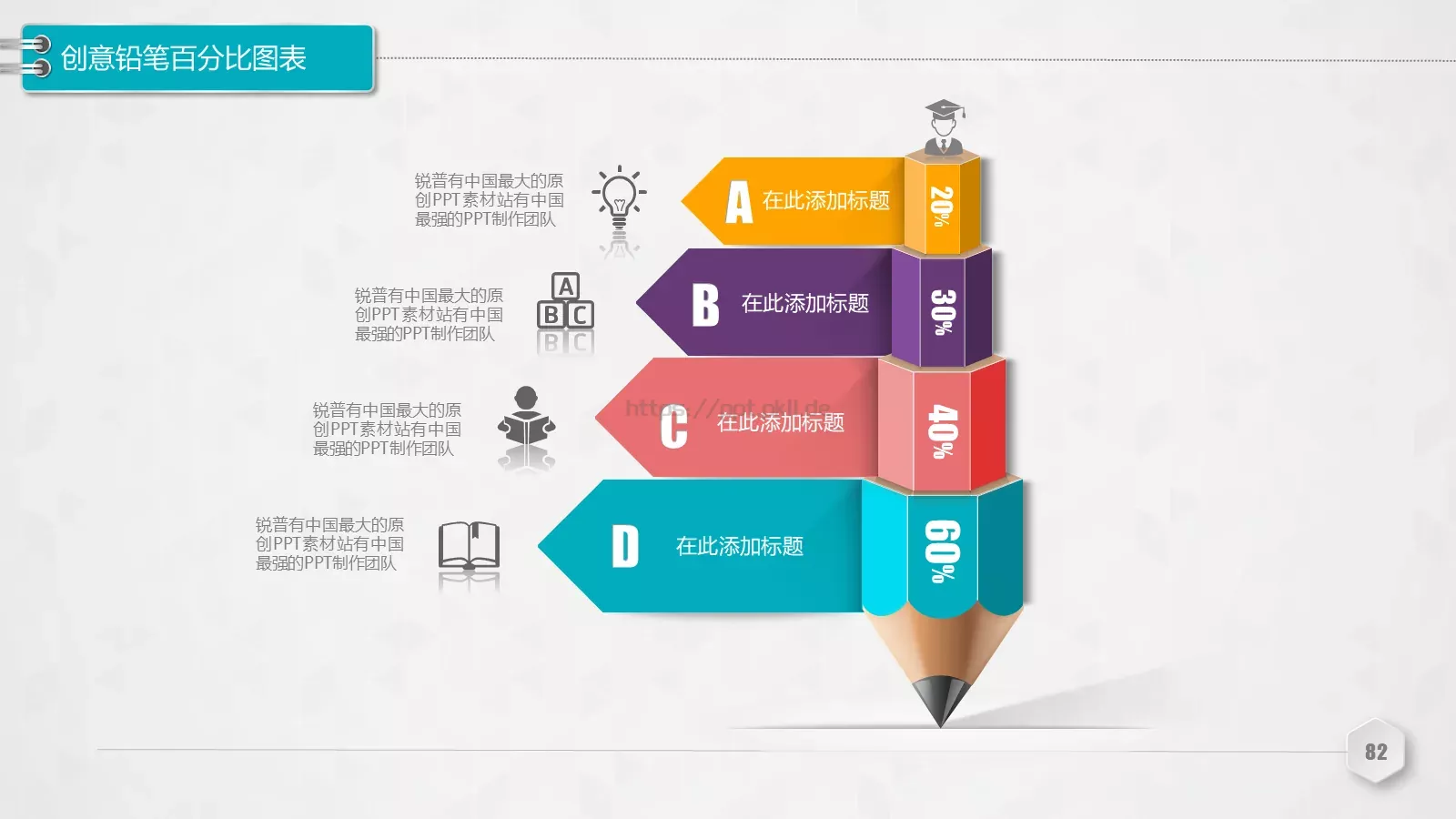 创意铅笔对比关系图表PPT模板 第 82 页预览图