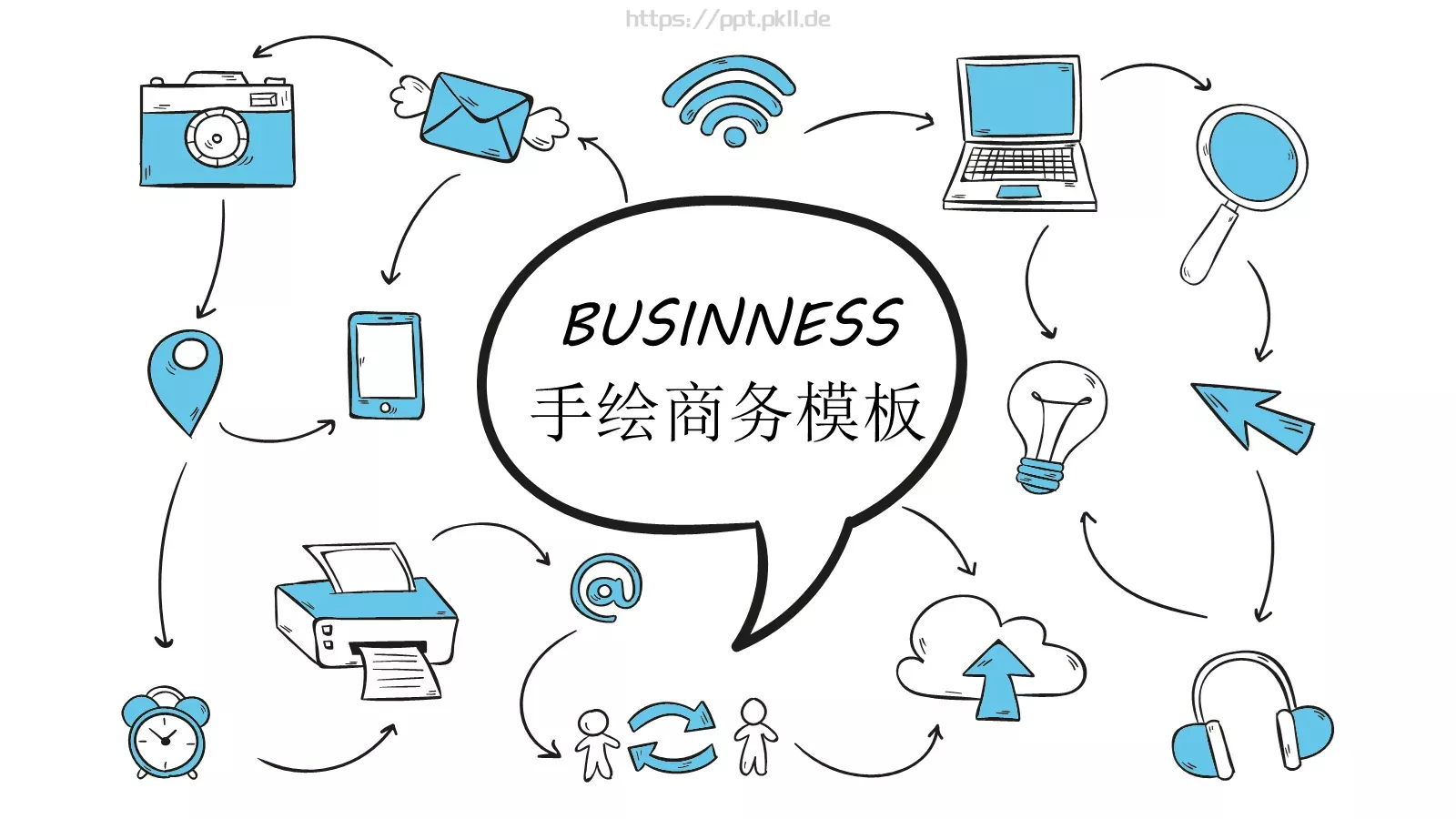 工作汇报手绘商务汇报PPT模板 封面图
