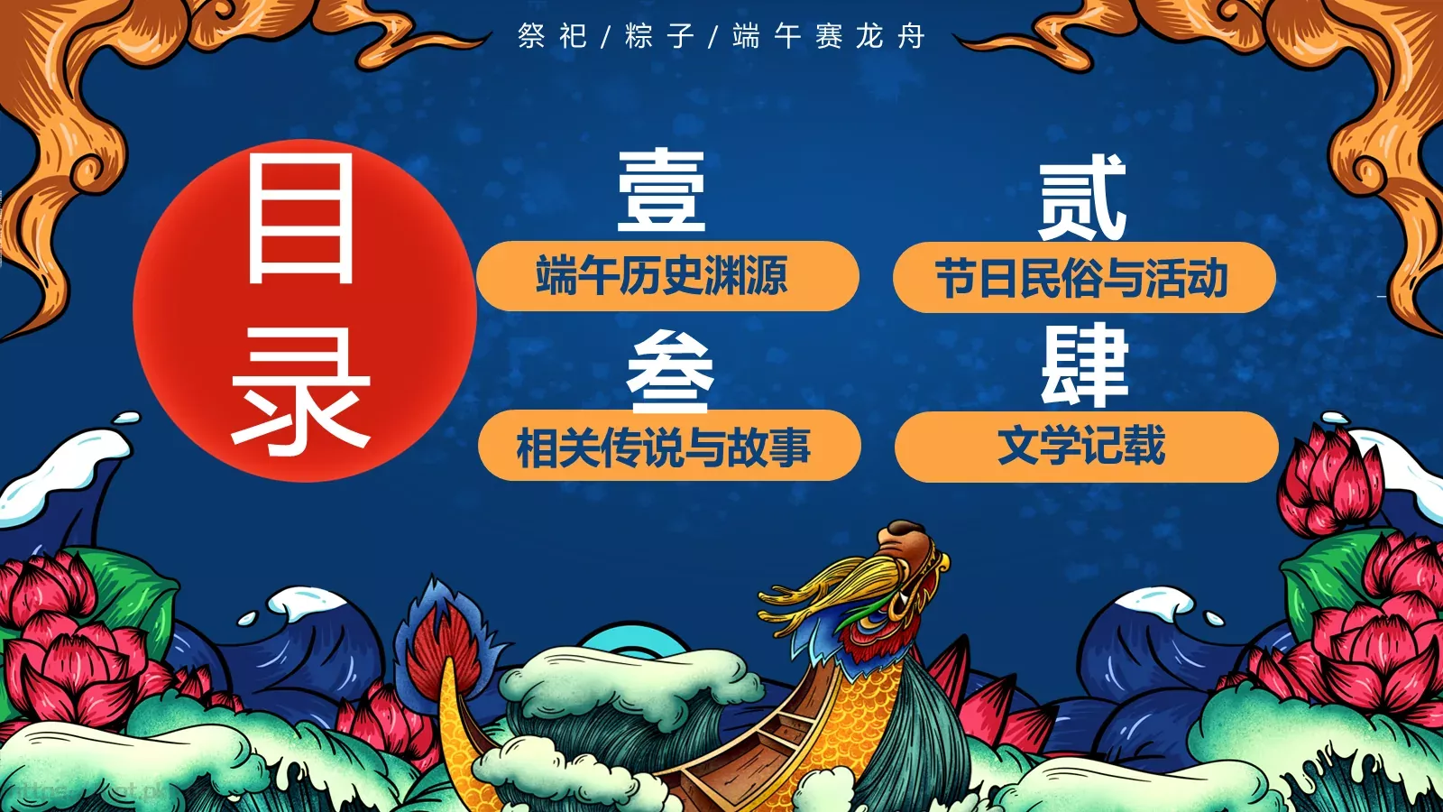 端午赛龙舟PPT模板 第 3 页缩略图