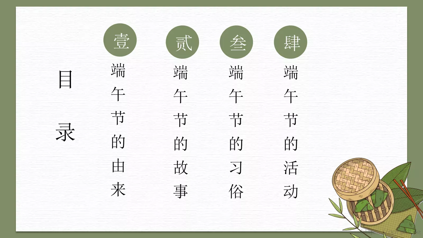 农历五月初五端午节PPT模板 第 4 页缩略图