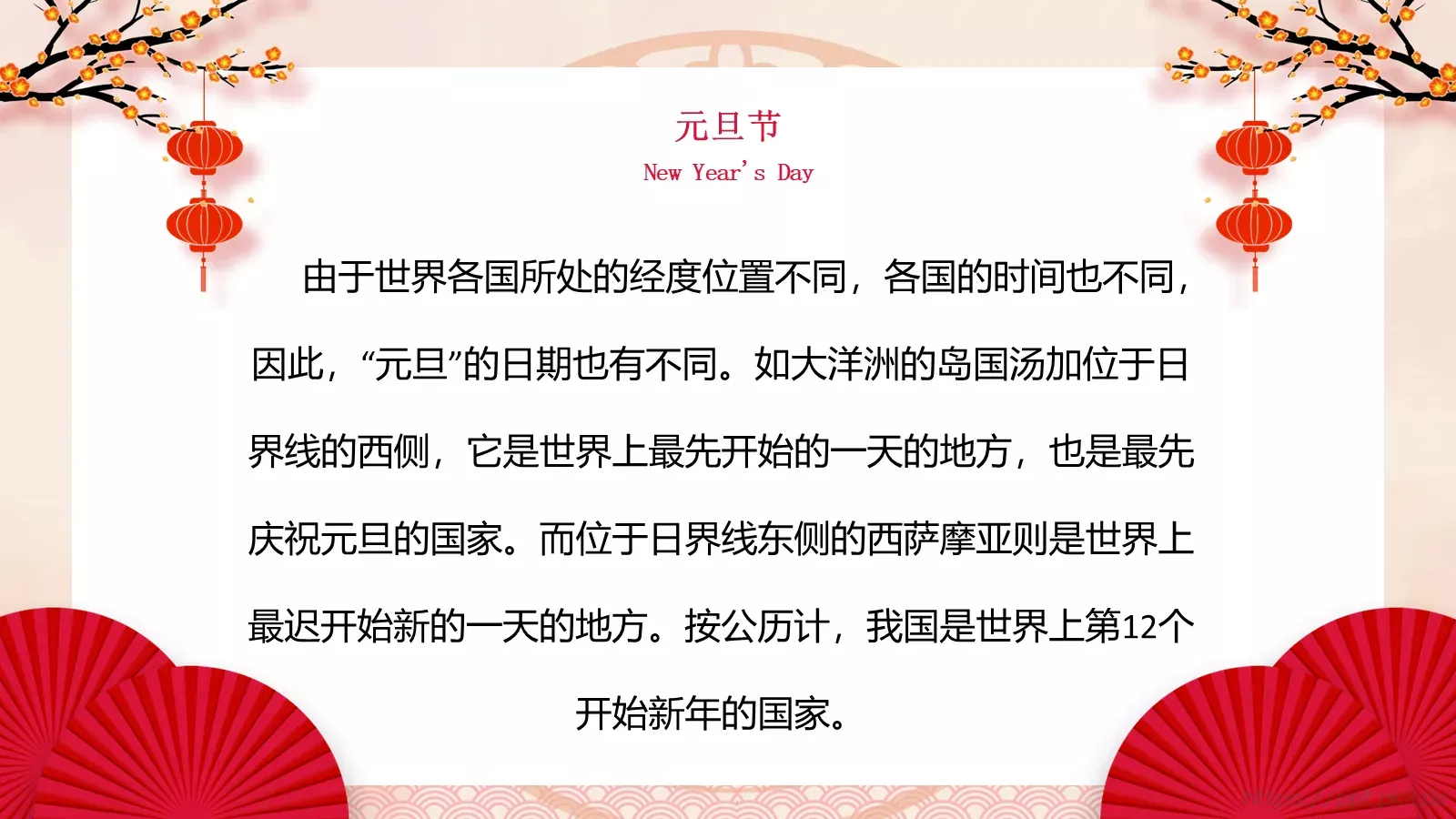 元旦节日介绍英语主题班会PPT模板 第 8 页预览图