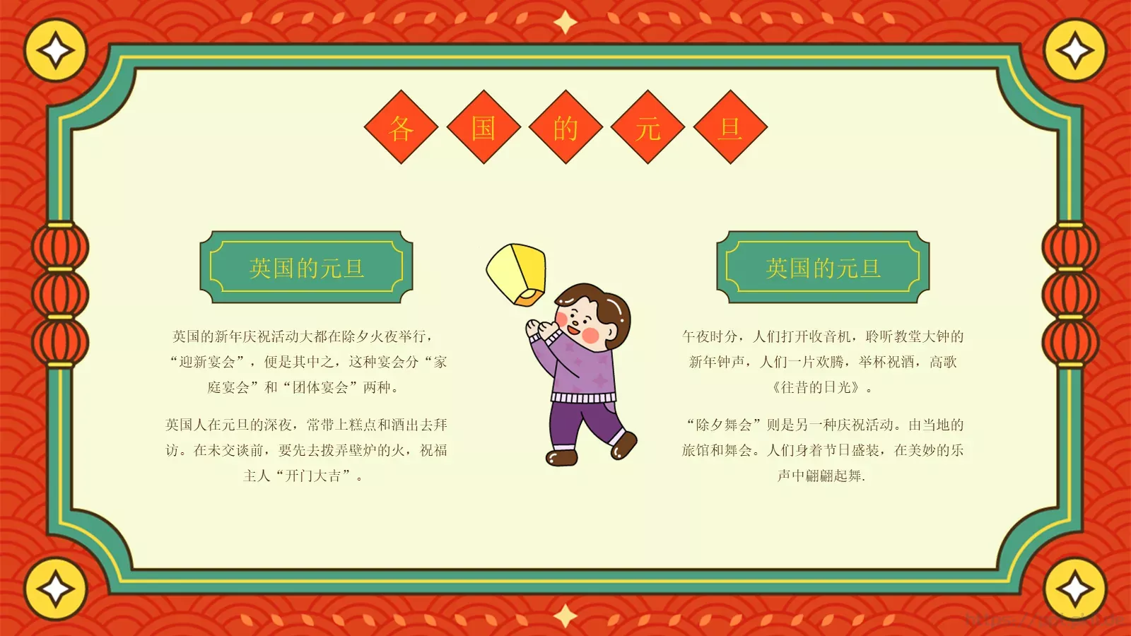 元旦节日介绍PPT模板 第 10 页预览图