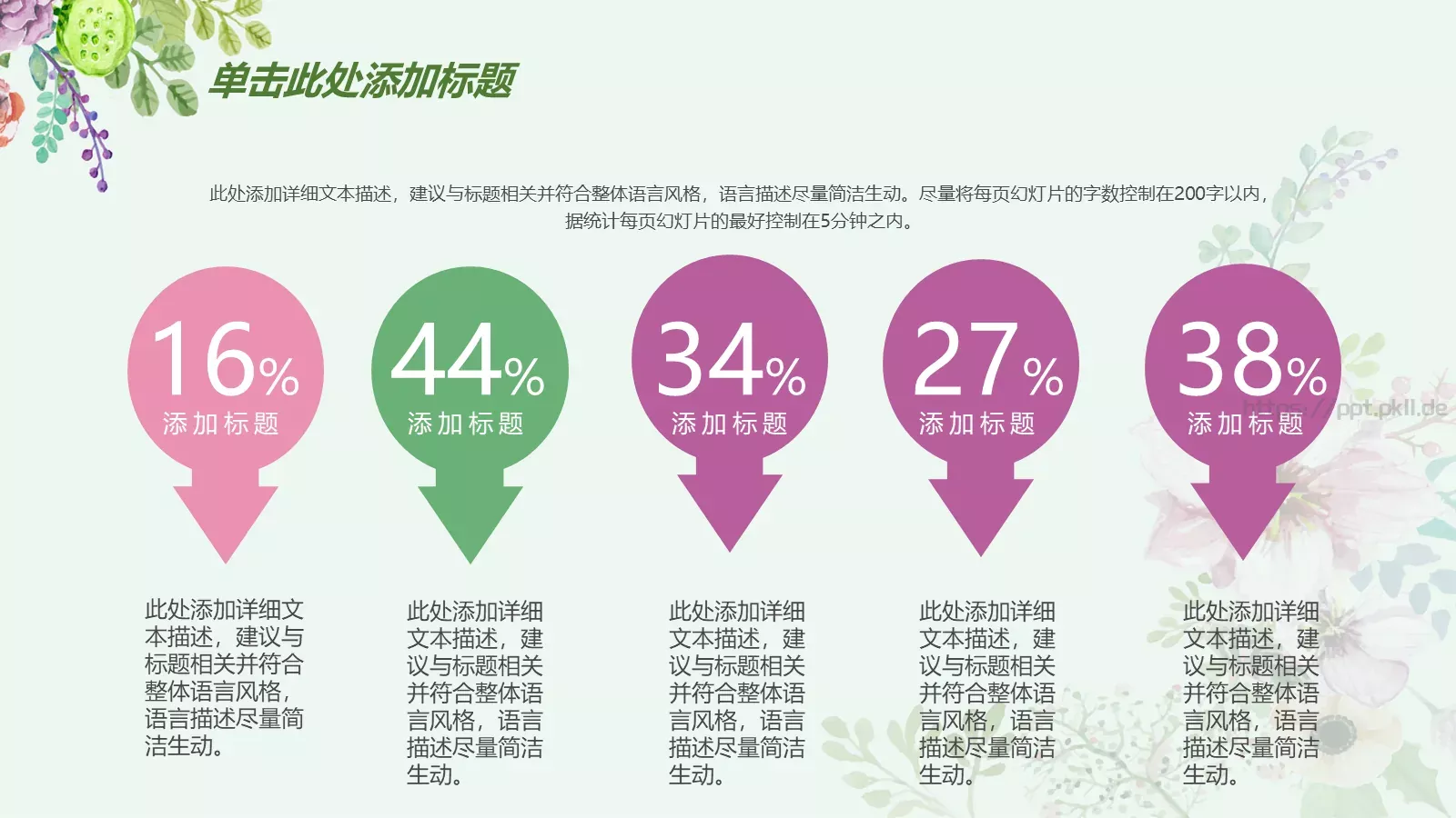 工作计划手绘花朵总结报告PPT模板 第 8 页预览图