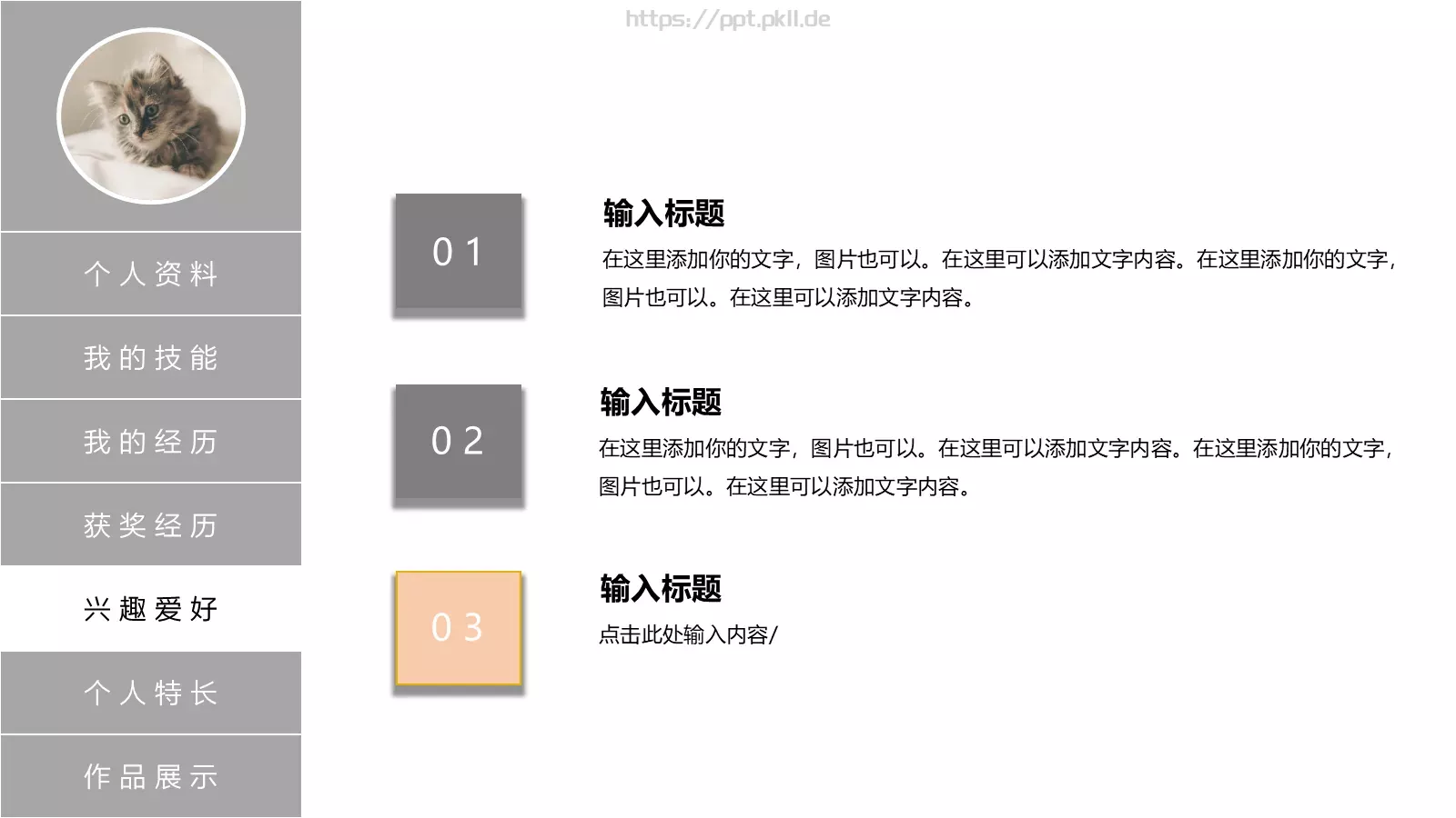 个人简历PPT模板 第 6 页预览图