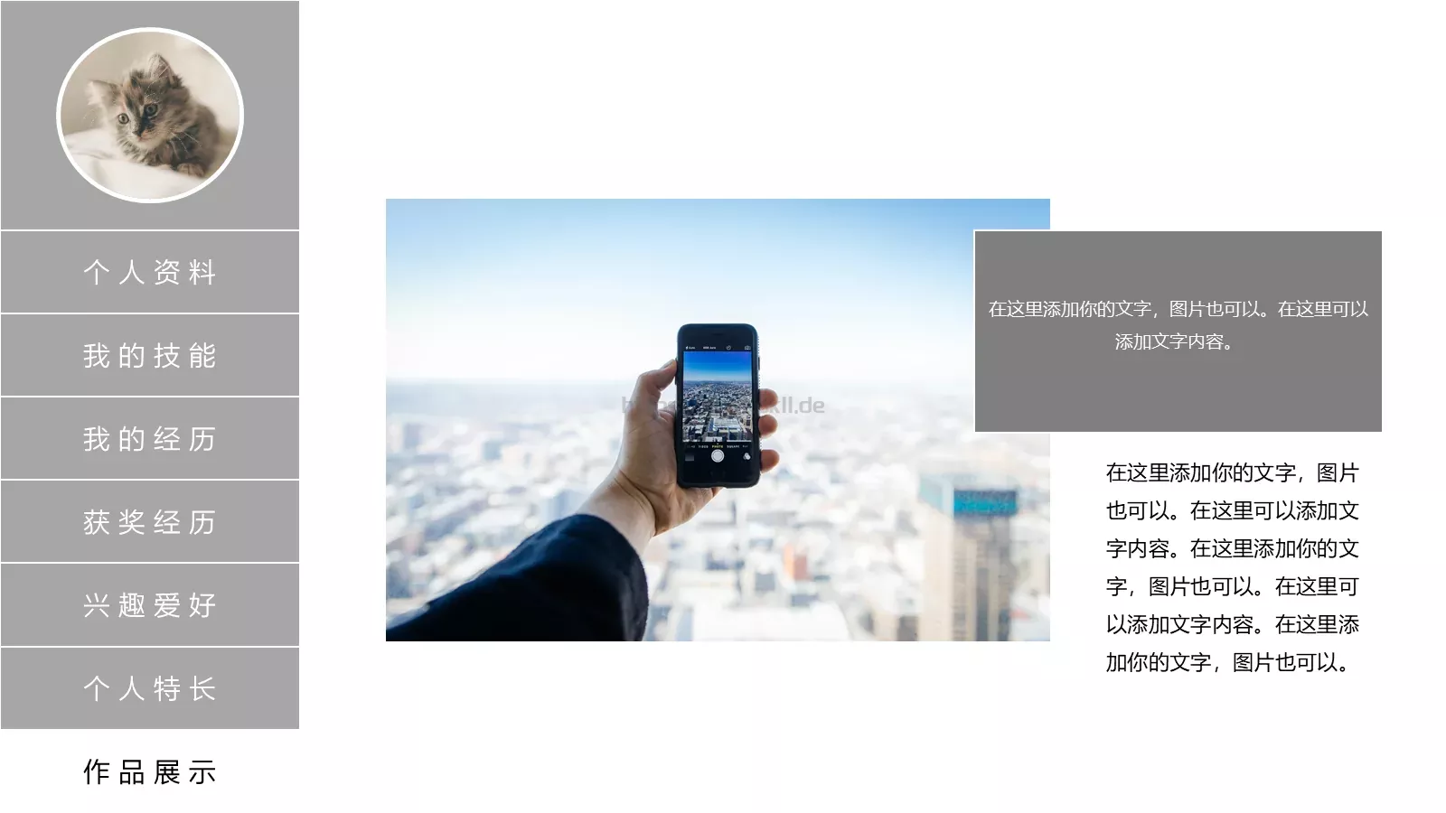 个人简历PPT模板 第 9 页预览图