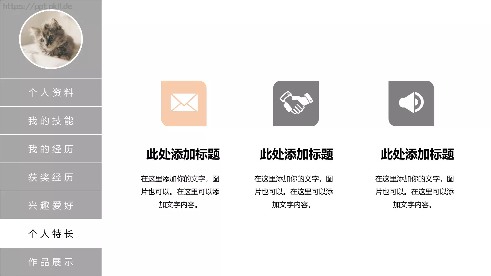 个人简历PPT模板 第 7 页预览图
