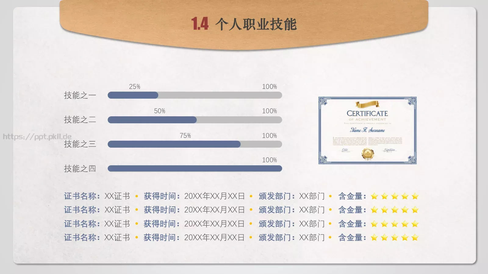 个人简历PPT模板 第 8 页预览图
