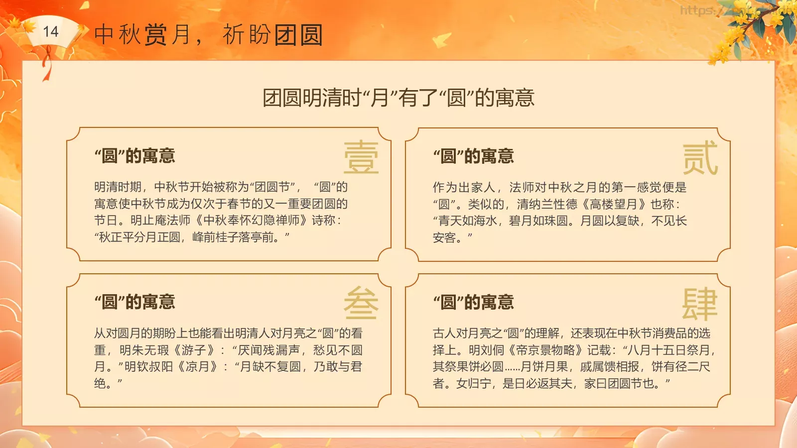 中秋节民俗介绍PPT模板 第 14 页预览图