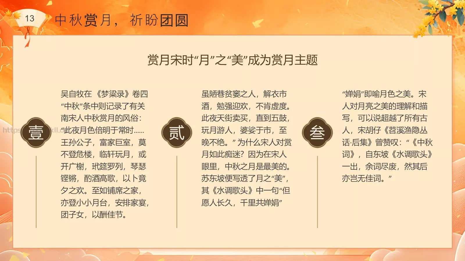 中秋节民俗介绍PPT模板 第 13 页预览图