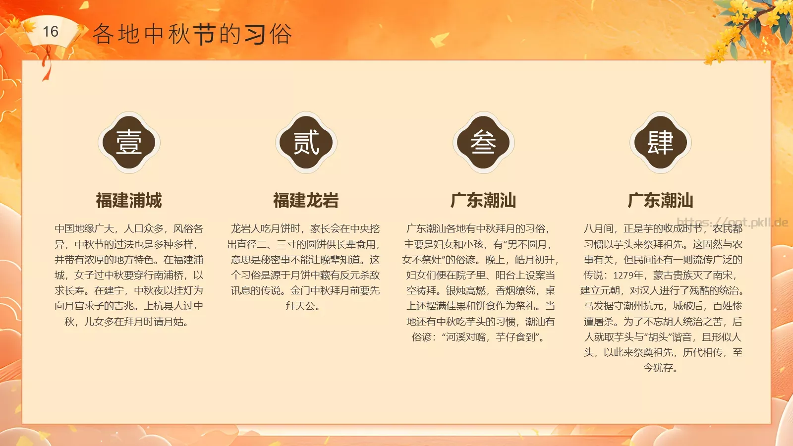 中秋节民俗介绍PPT模板 第 16 页预览图