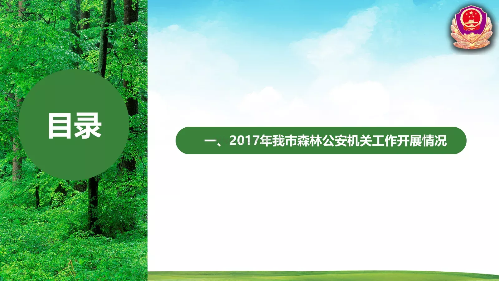 森林警察公安年终工作总结PPT模板 第 4 页缩略图