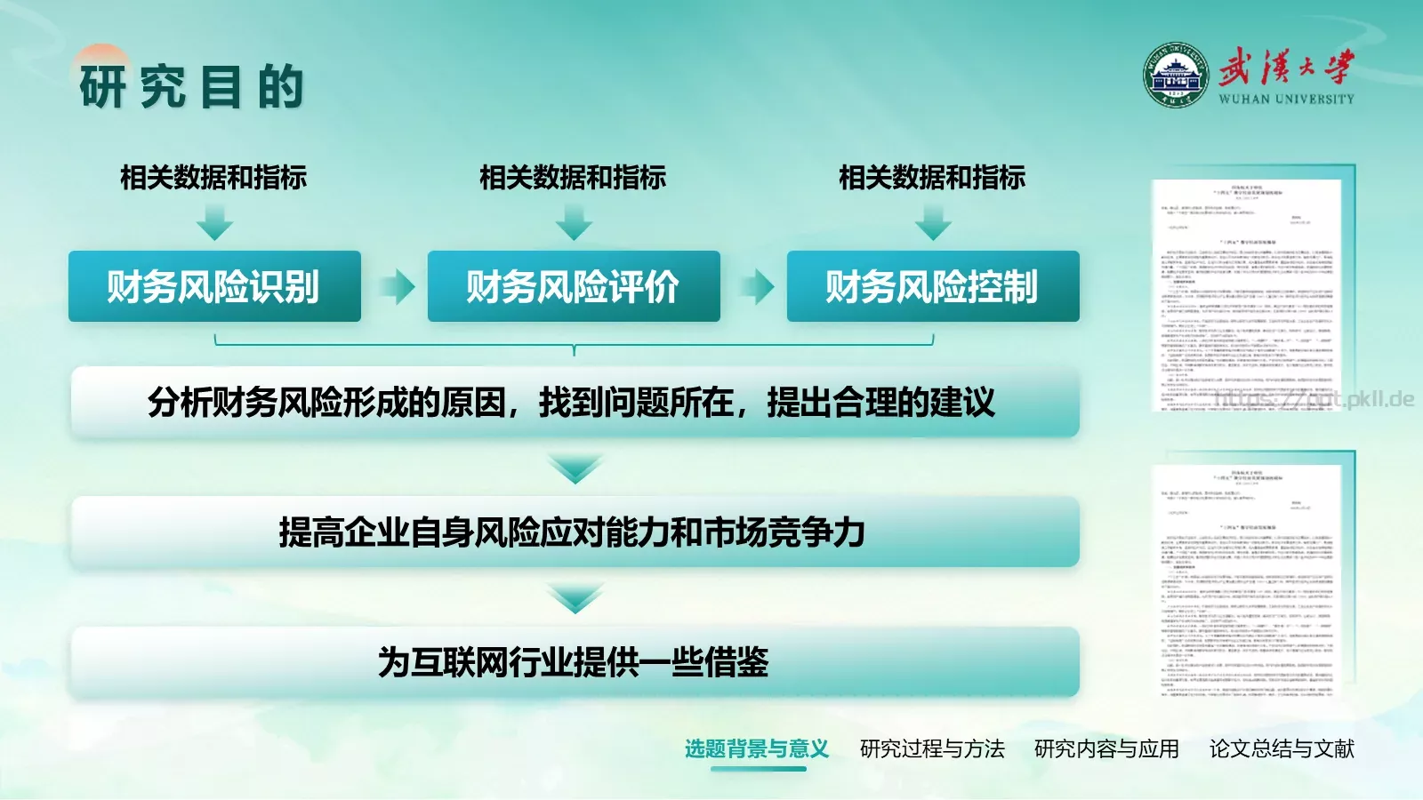武汉大学论文答辩通用PPT模板 第 6 页预览图