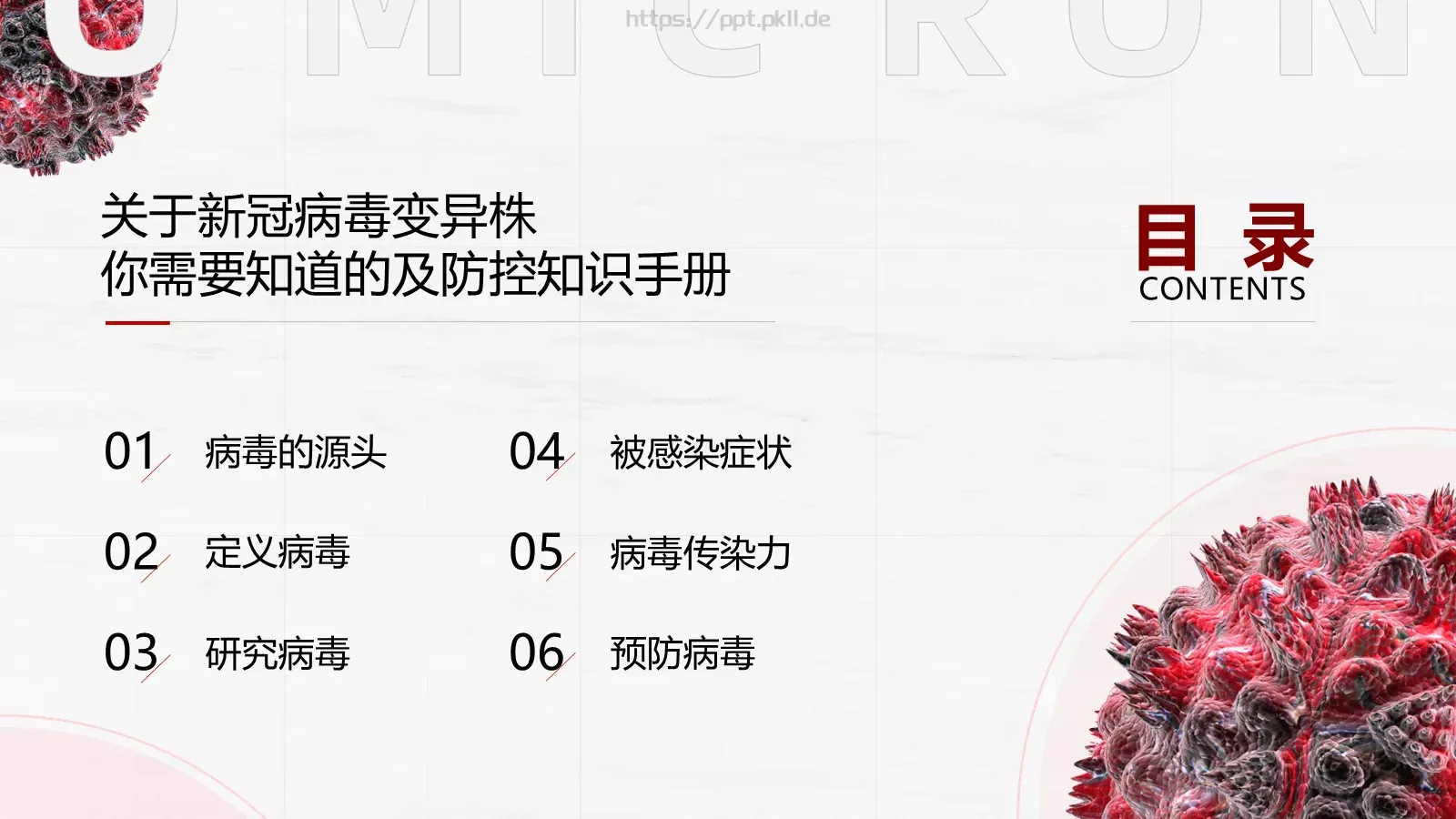 奥密克戎病毒防控手册PPT模板 第 3 页缩略图