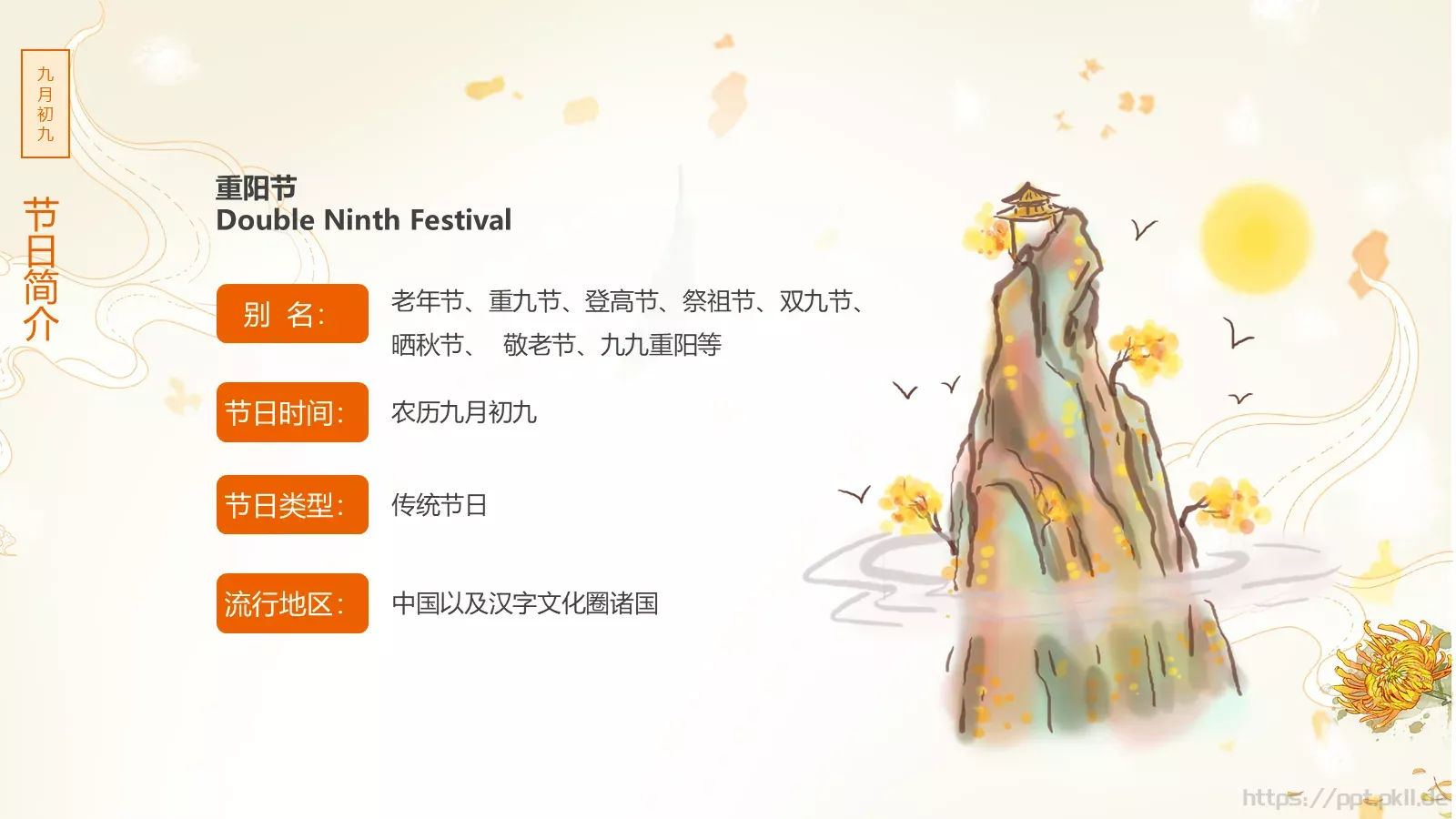重阳节九月初九PPT模板 第 4 页缩略图