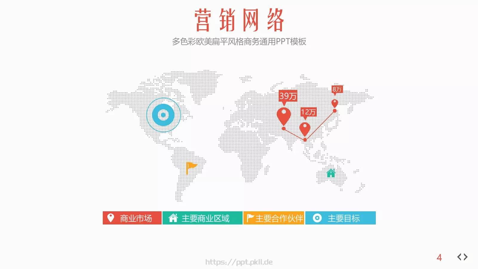 多彩欧美扁平风格商务汇报PPT模板 第 4 页缩略图