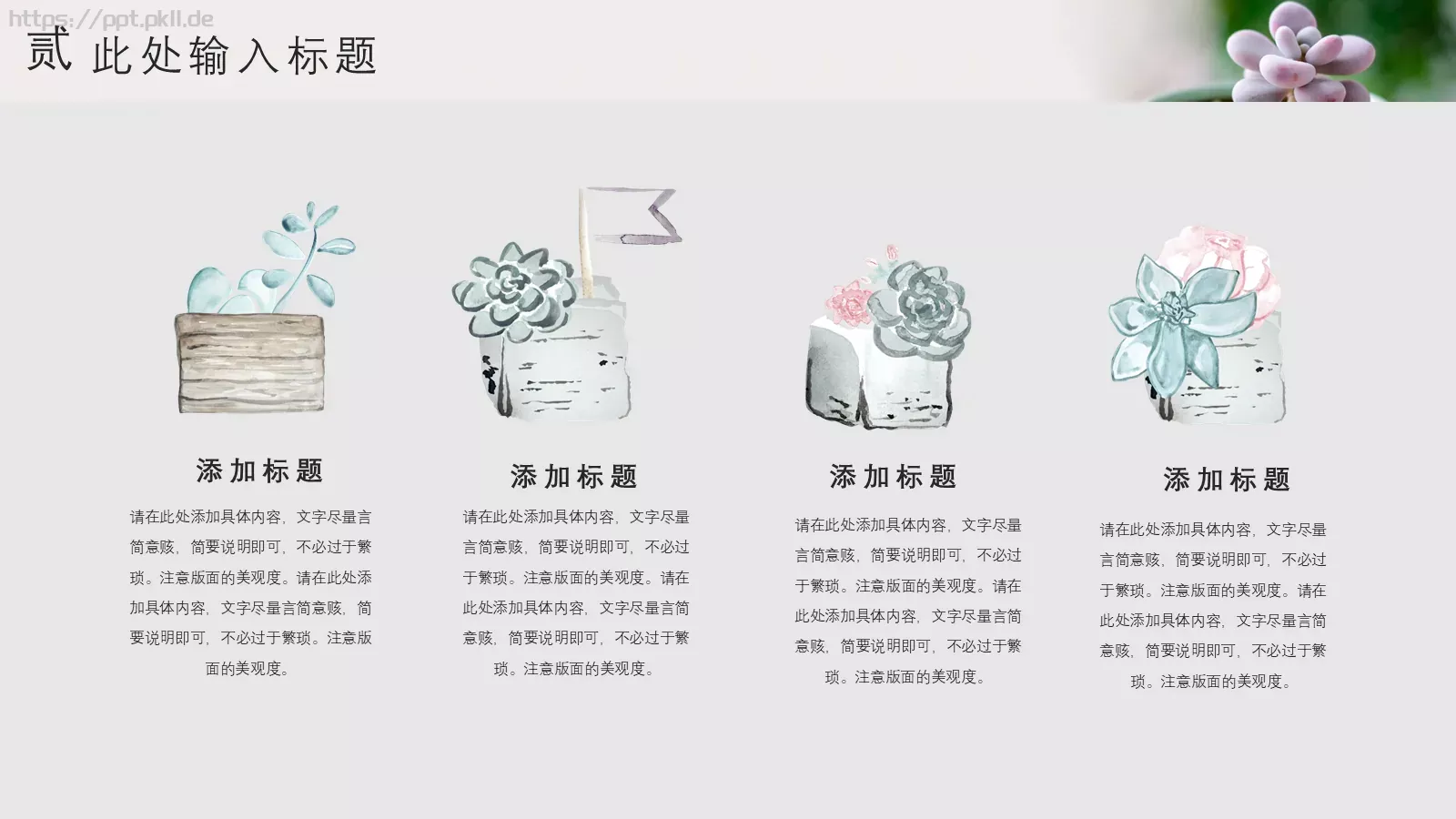 清新多肉植物商务汇报PPT模板 第 10 页预览图