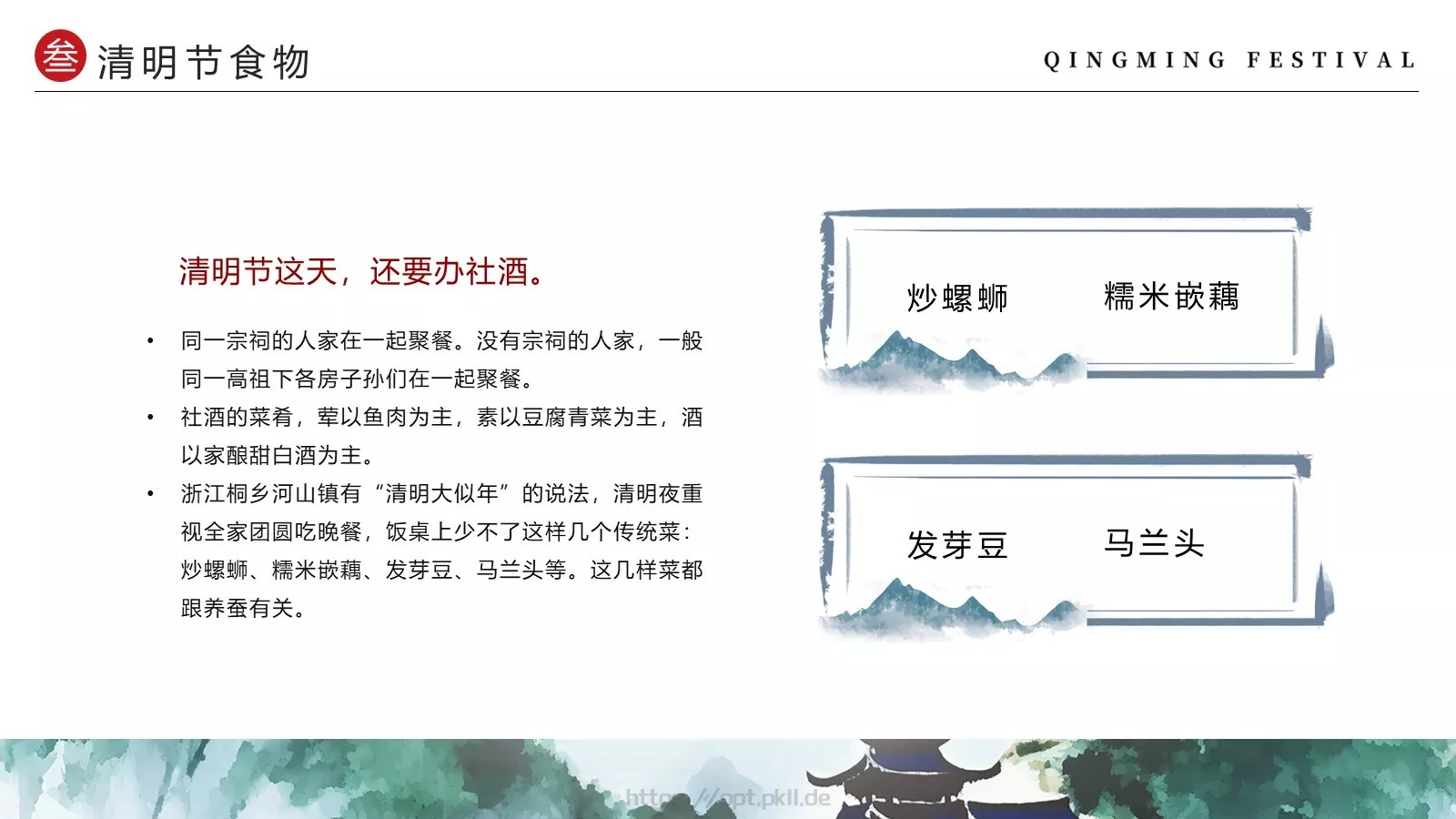 清明节中国风水墨PPT模板 第 15 页预览图