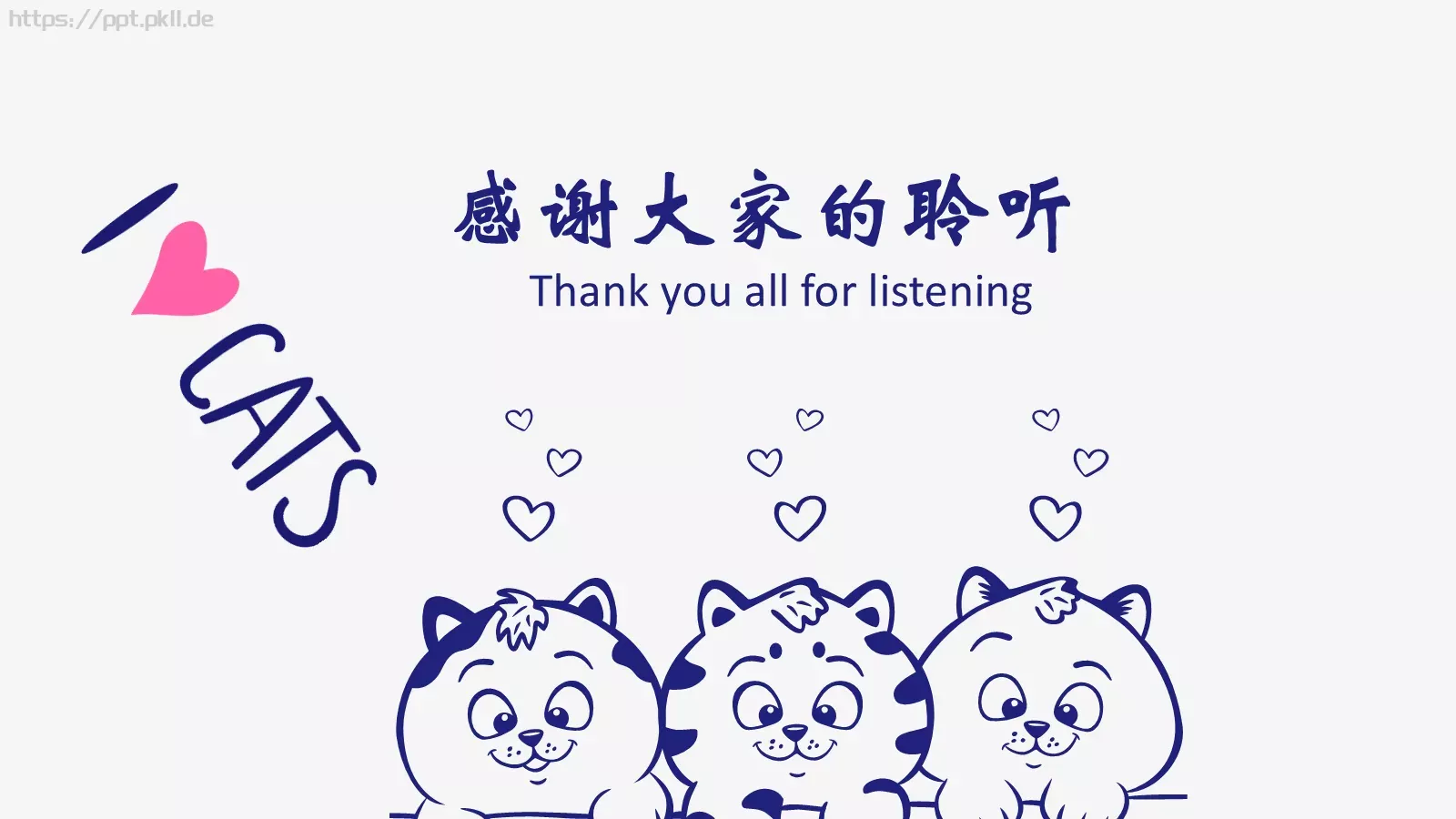 蓝色手绘爱心猫咪通用PPT模板 第 18 页预览图